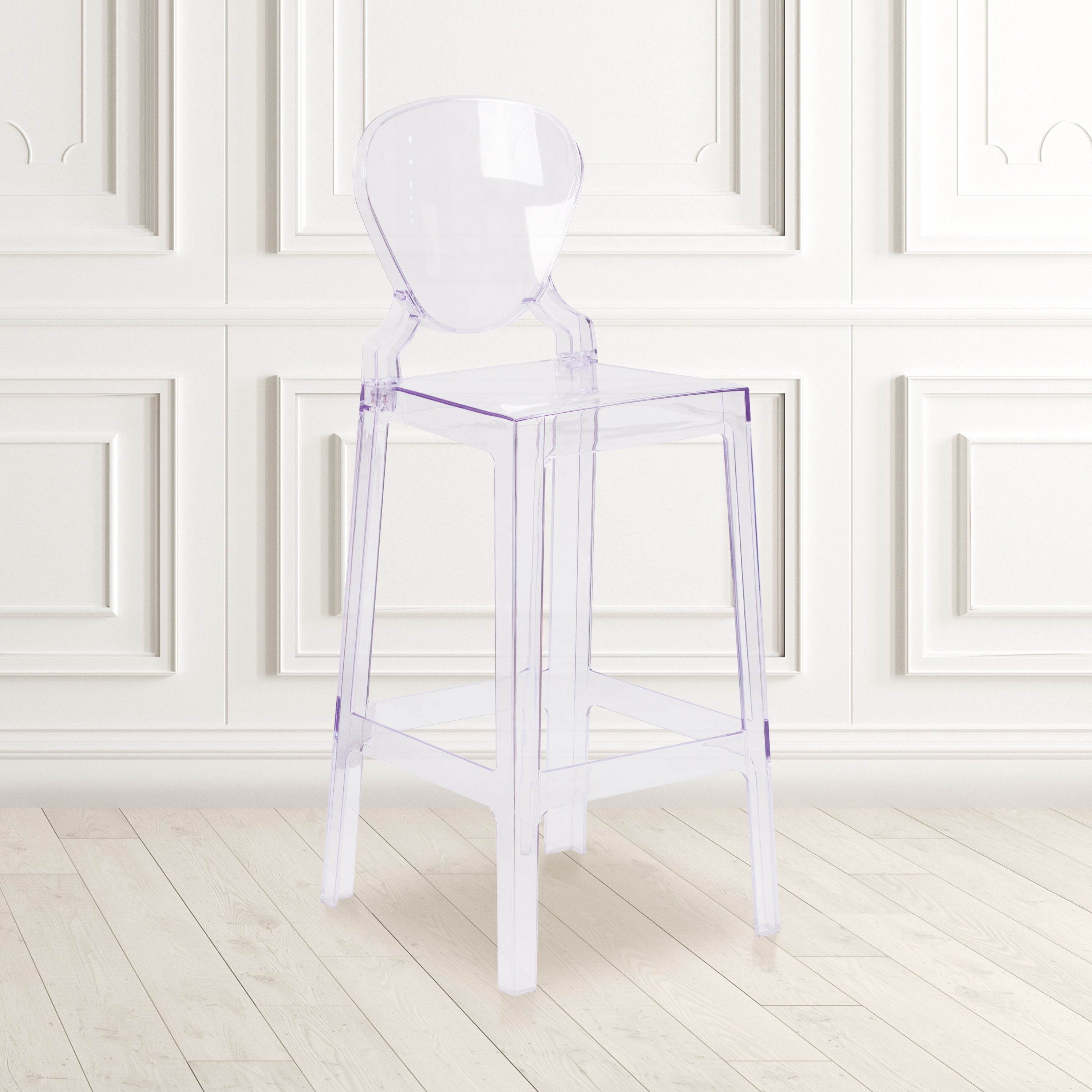 Ghost Barstool in Transparent Crystal with Tear Back-Bar Stool-Flash Furniture-Wall2Wall Furnishings
