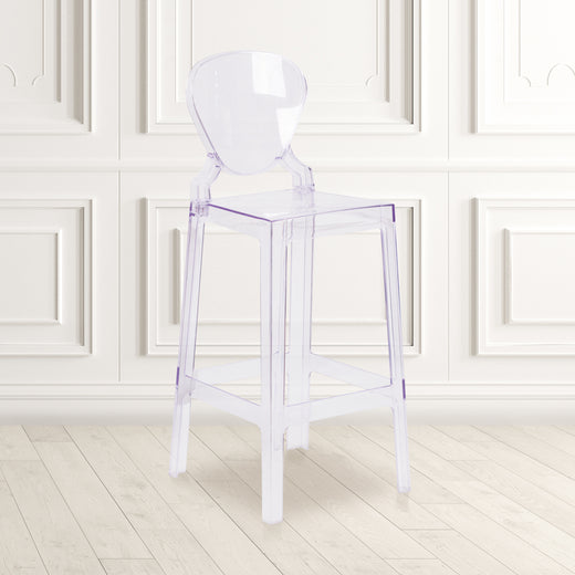 Ghost Barstool in Transparent Crystal with Tear Back
