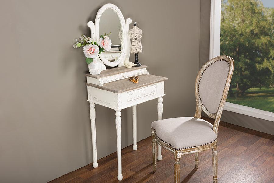 Anjou Traditional French Accent Dressing Table with Mirror