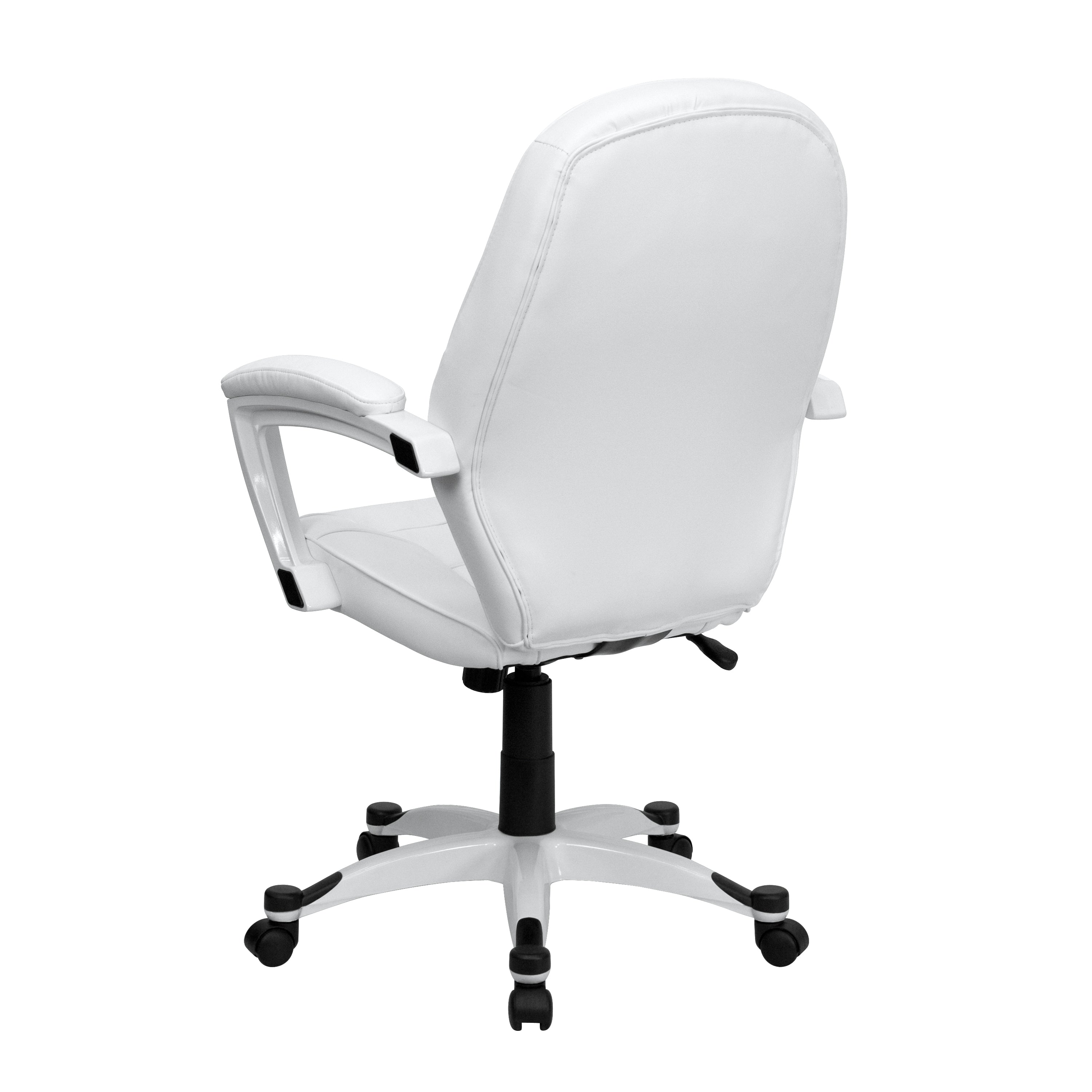 Mid-Back LeatherSoft Tapered Back Executive Swivel Office Chair with Base and Arms-Office Chair-Flash Furniture-Wall2Wall Furnishings