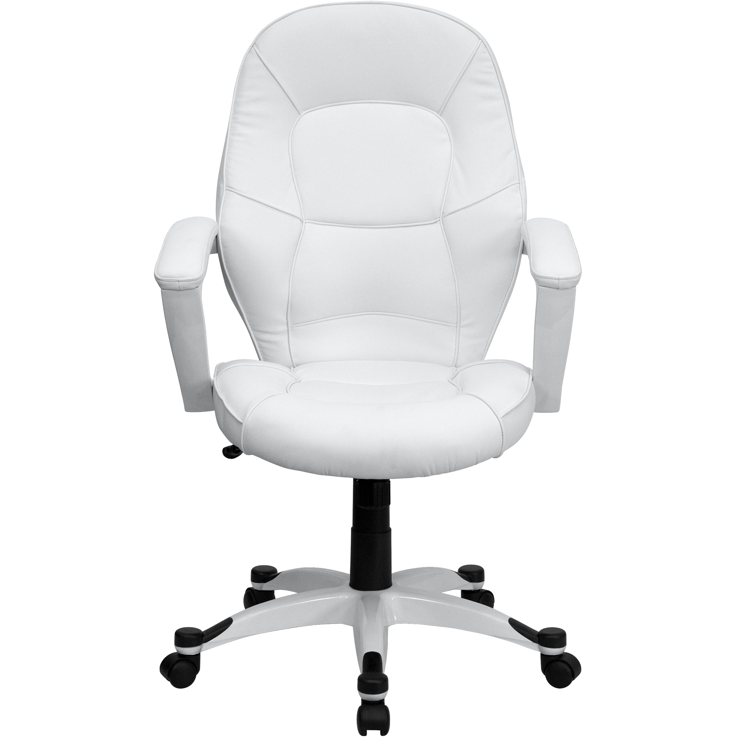 Mid-Back LeatherSoft Tapered Back Executive Swivel Office Chair with Base and Arms