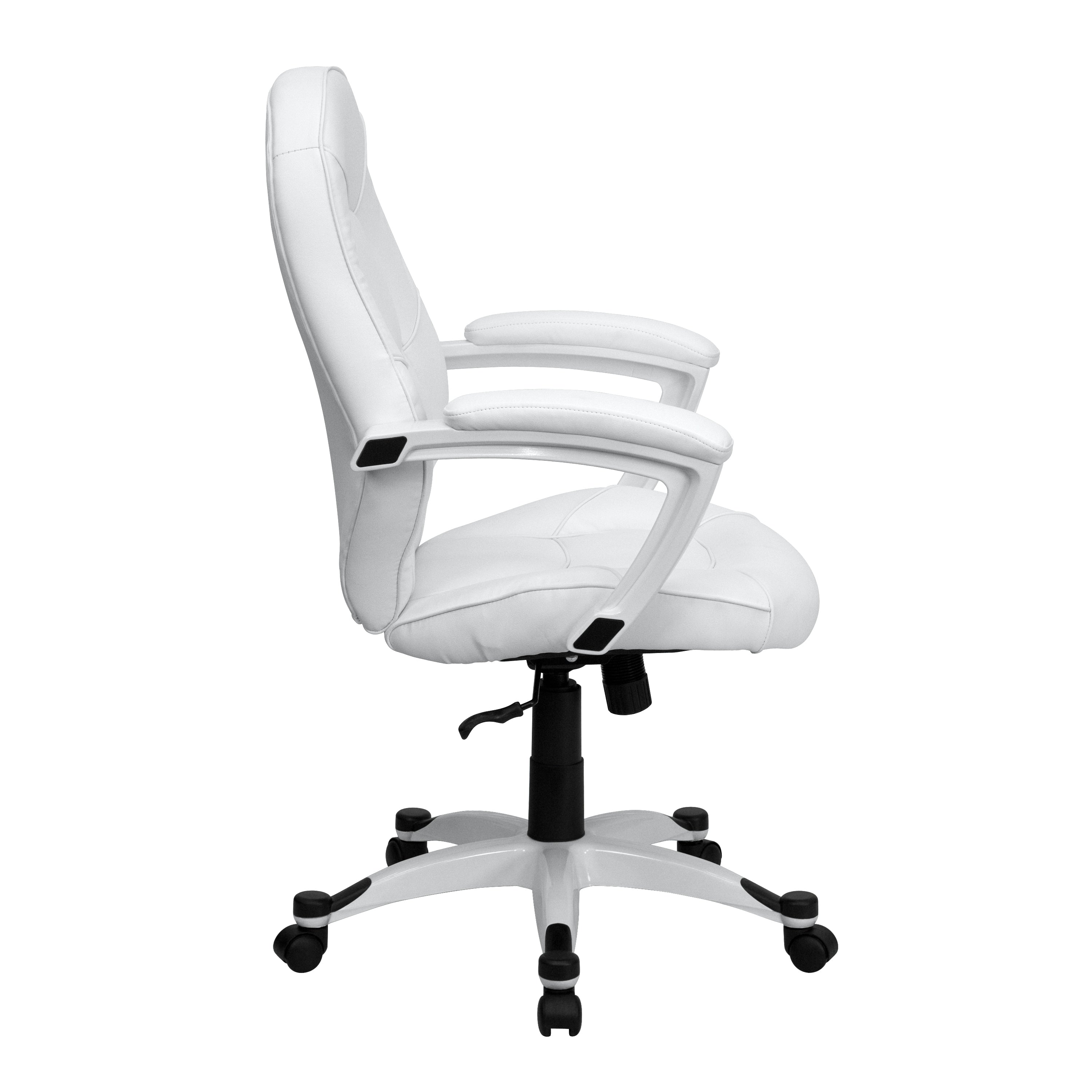 Mid-Back LeatherSoft Tapered Back Executive Swivel Office Chair with Base and Arms