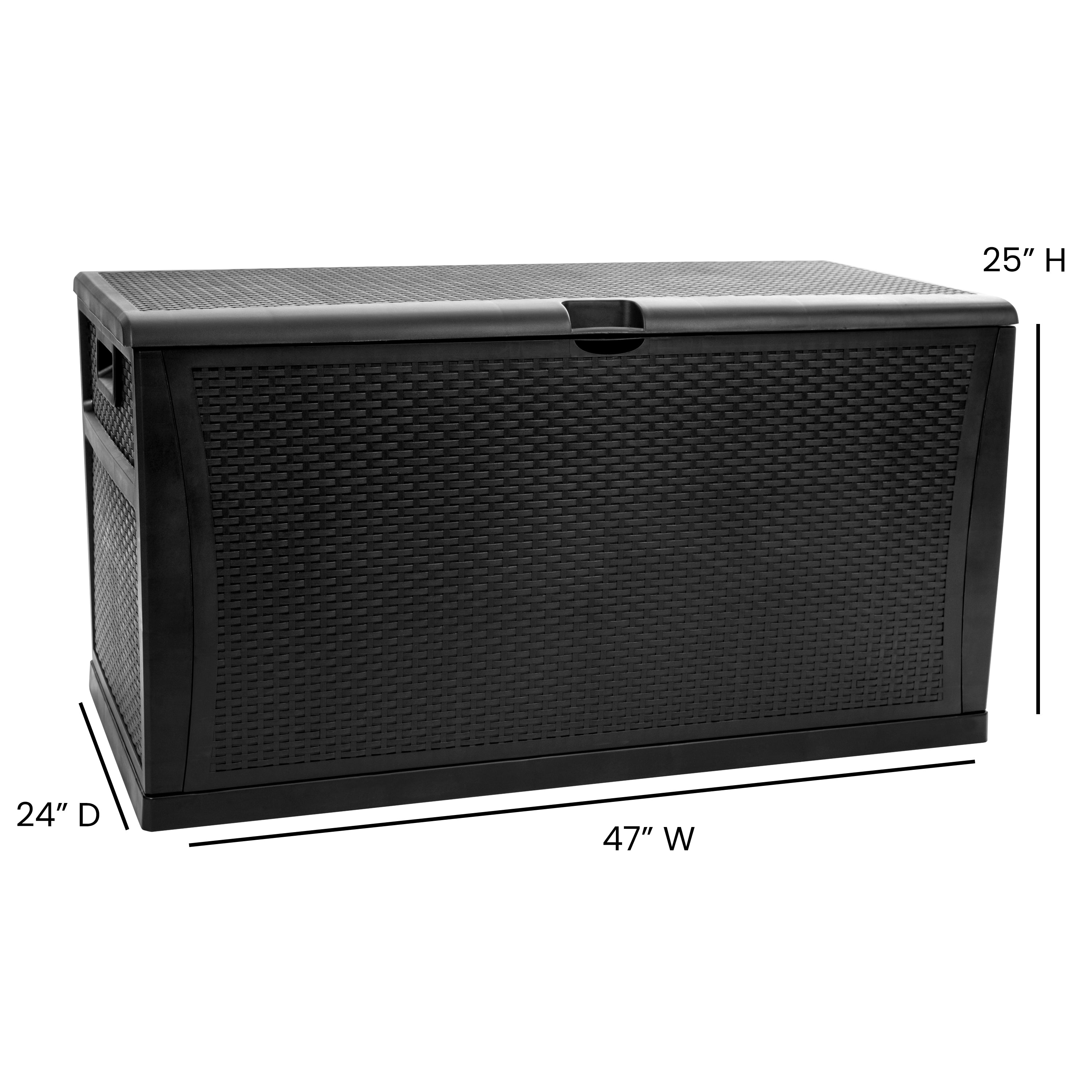 Nobu 120 Gallon Plastic Deck Box - Outdoor Waterproof Storage Box for Patio Cushions, Garden Tools and Pool Toys-Patio Storage Boxes-Flash Furniture-Wall2Wall Furnishings