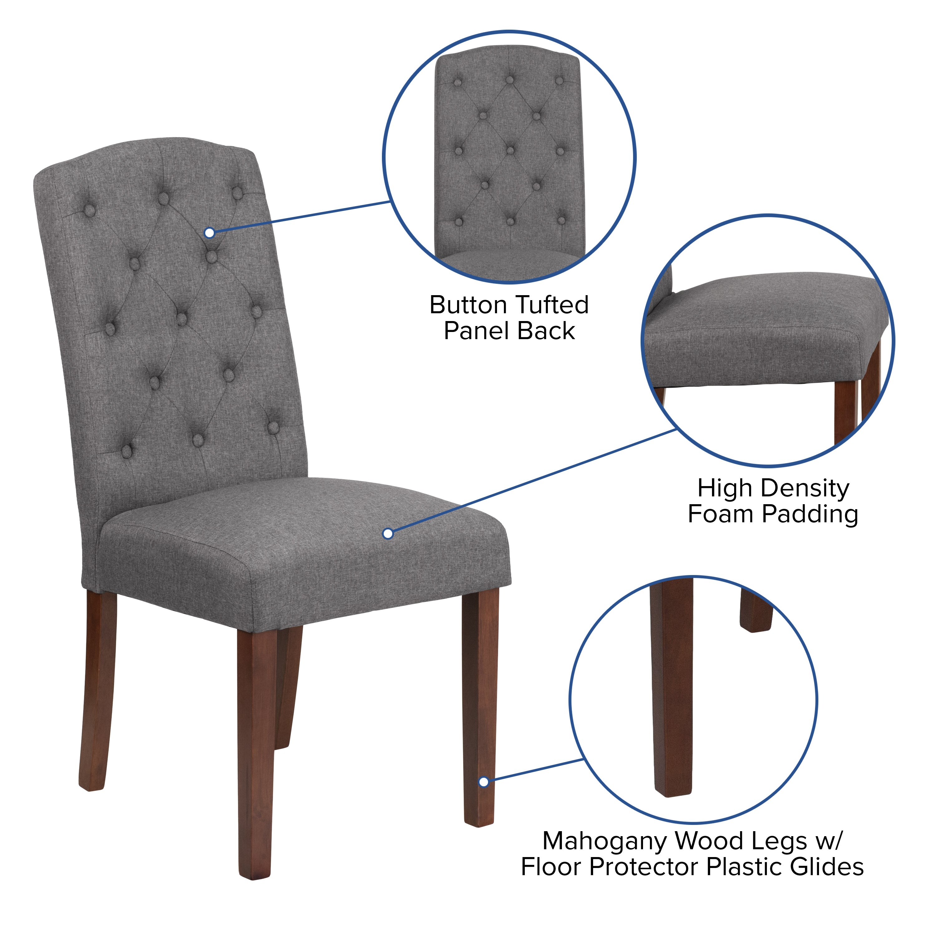 HERCULES Grove Park Series Diamond Patterned Button Tufted Parsons Chair-Dining Chair-Flash Furniture-Wall2Wall Furnishings
