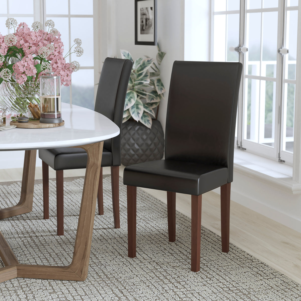 Greenwich Series Upholstered Panel Back Mid-Century Parsons Dining Chairs