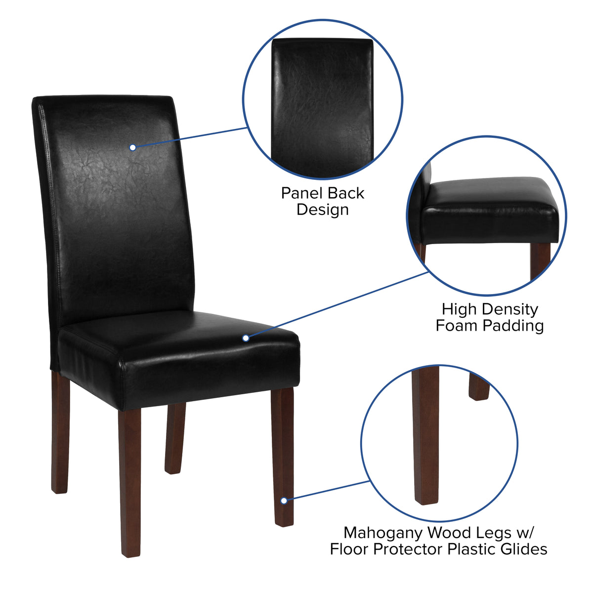 Greenwich Series Upholstered Panel Back Mid-Century Parsons Dining Chairs