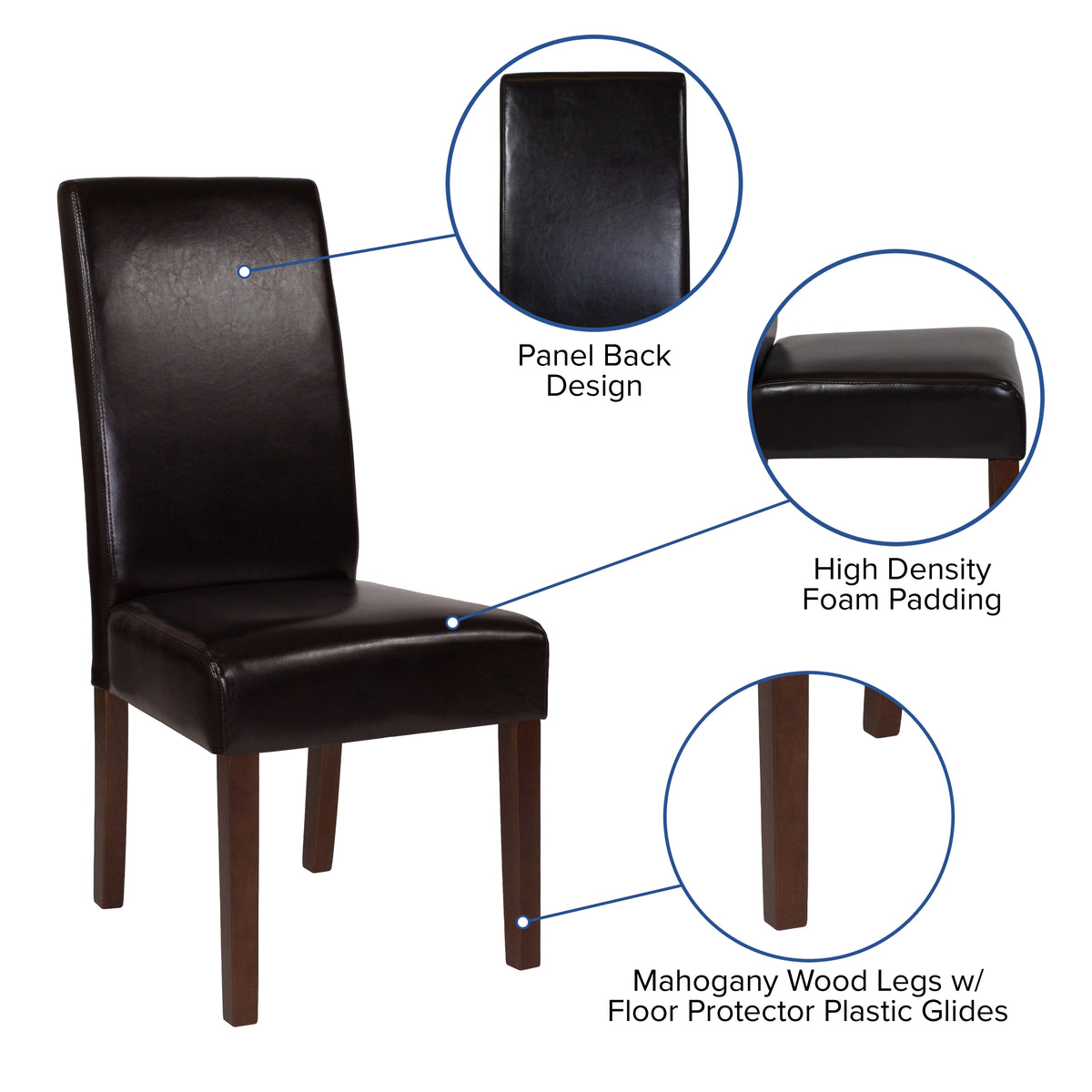 Greenwich Series Upholstered Panel Back Mid-Century Parsons Dining Chairs