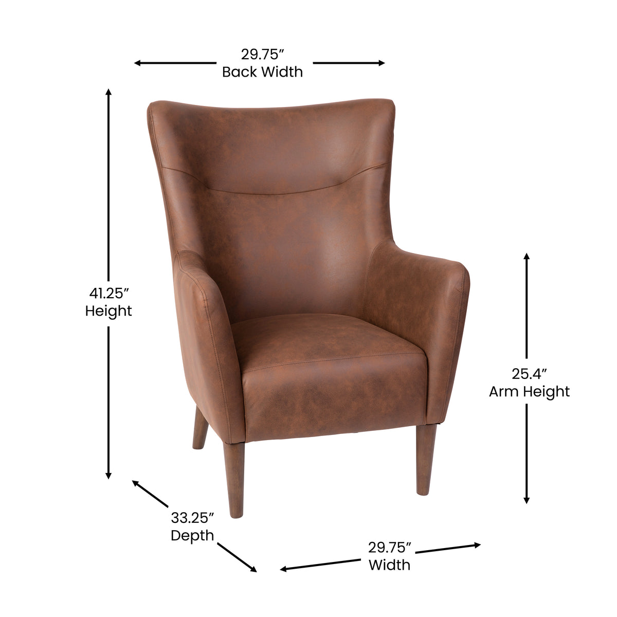 Connor Traditional Wingback Accent Chair, Commercial Grade Upholstery and Wooden Frame and Legs