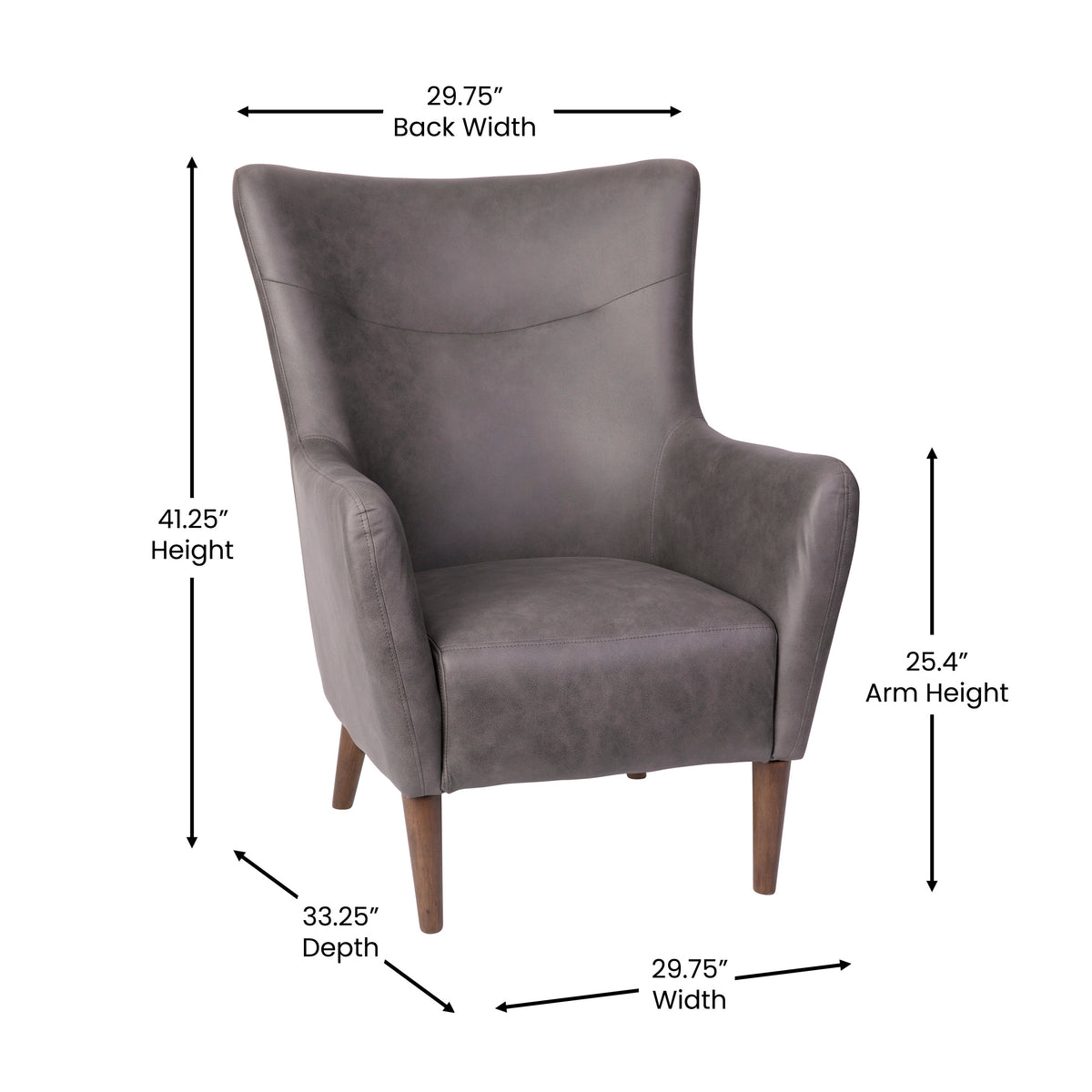 Connor Traditional Wingback Accent Chair, Commercial Grade Upholstery and Wooden Frame and Legs