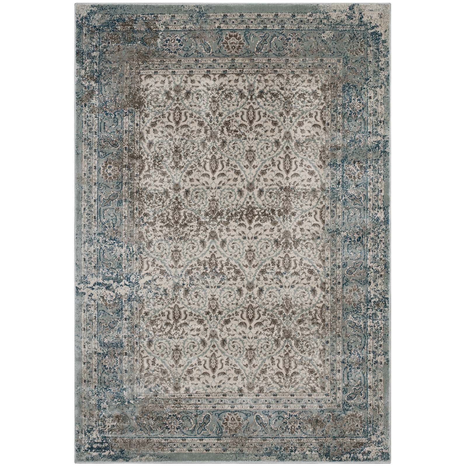 Dilys Distressed Vintage Floral Lattice 5x8 Area Rug-Indoor Area Rug-Modway-Wall2Wall Furnishings