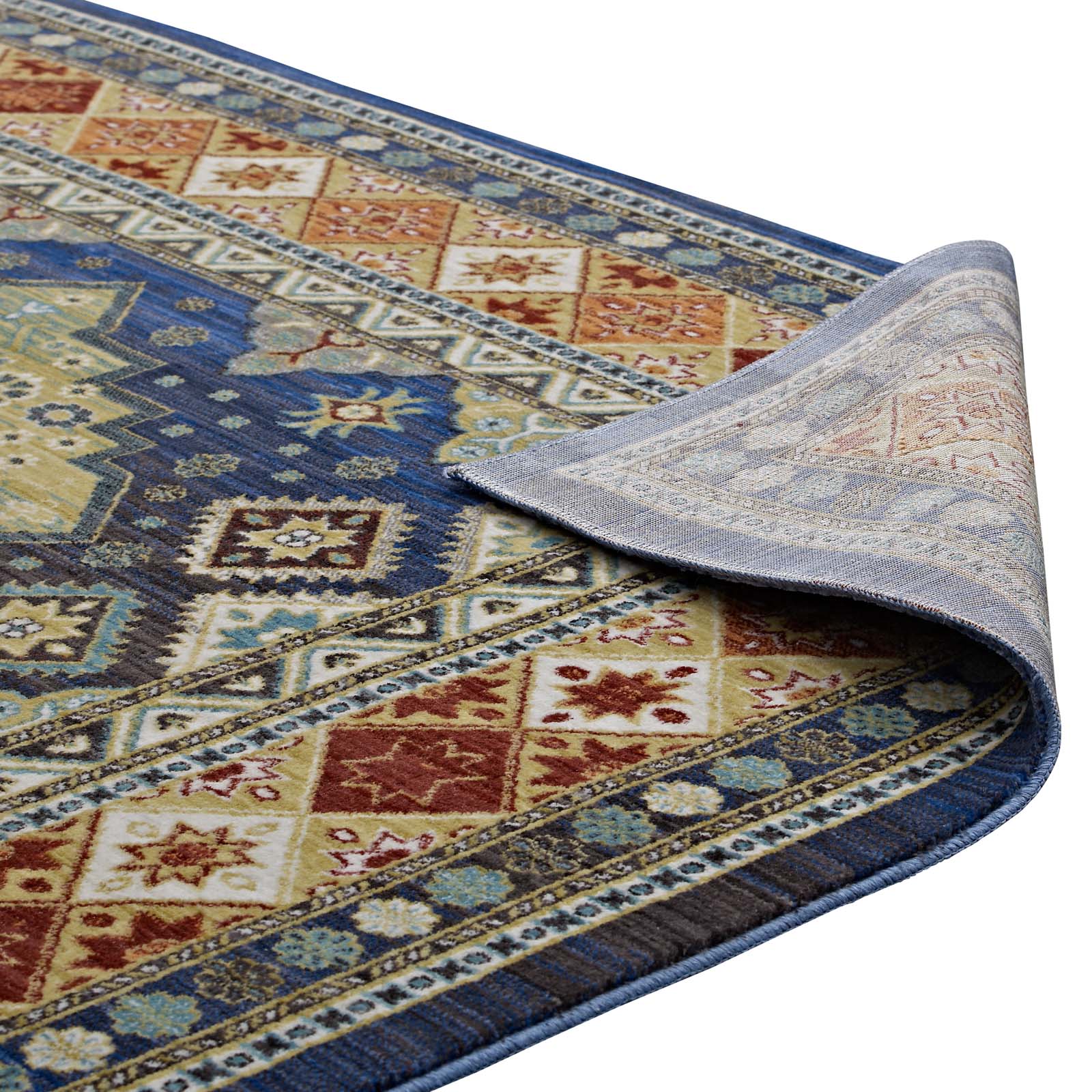 Atzi Distressed Southwestern Diamond Floral 5x8 Area Rug-Indoor Area Rug-Modway-Wall2Wall Furnishings