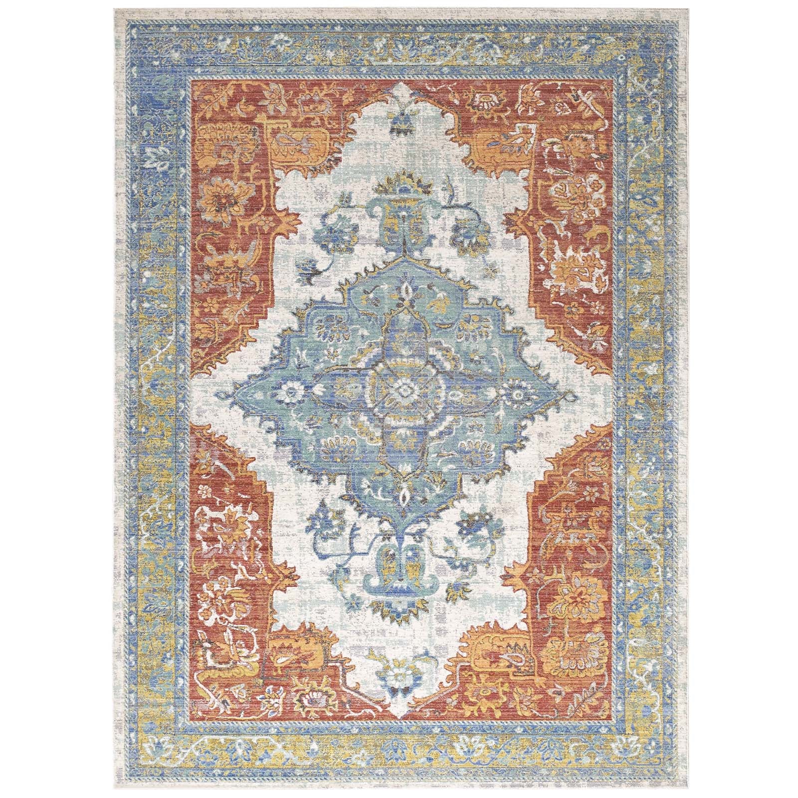 Citlali Distressed Southwestern Aztec 5x8 Area Rug-Area Rug-Modway-Wall2Wall Furnishings