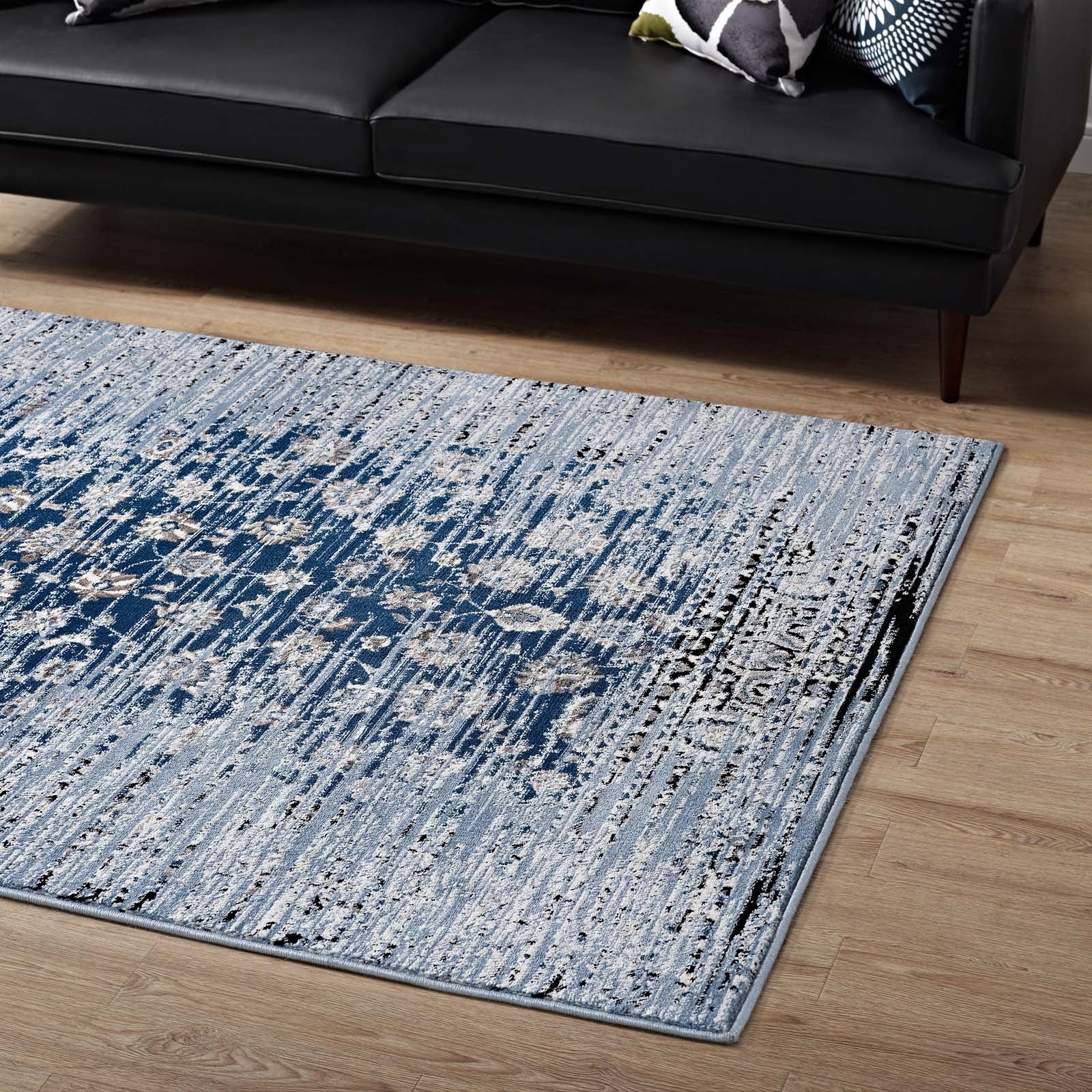 Chiara Distressed Floral Lattice Contemporary 5x8 Area Rug-Indoor Area Rug-Modway-Wall2Wall Furnishings