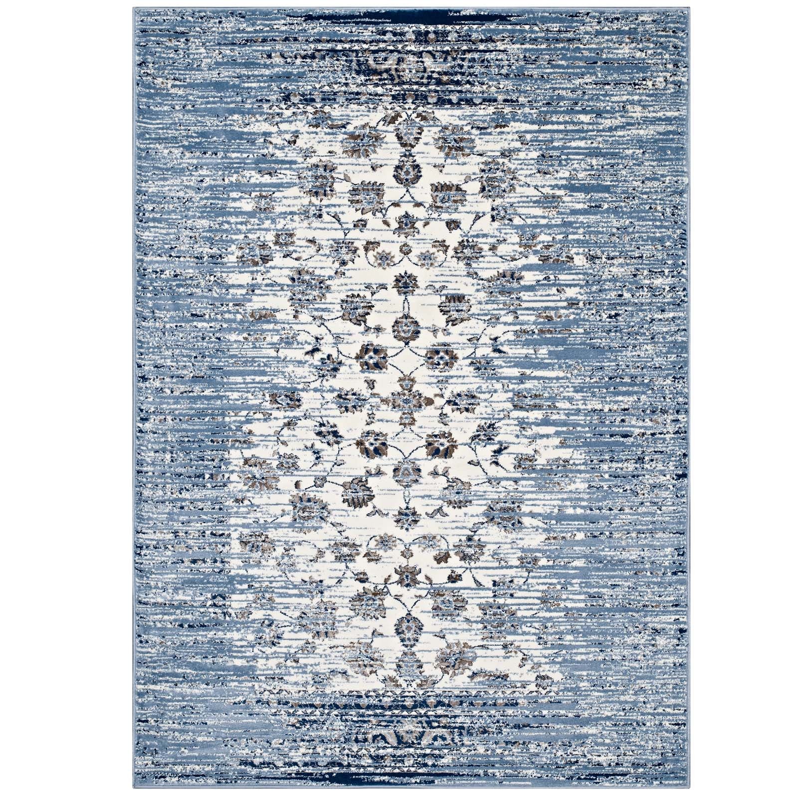 Chiara Distressed Floral Lattice Contemporary 8x10 Area Rug-Area Rug-Modway-Wall2Wall Furnishings