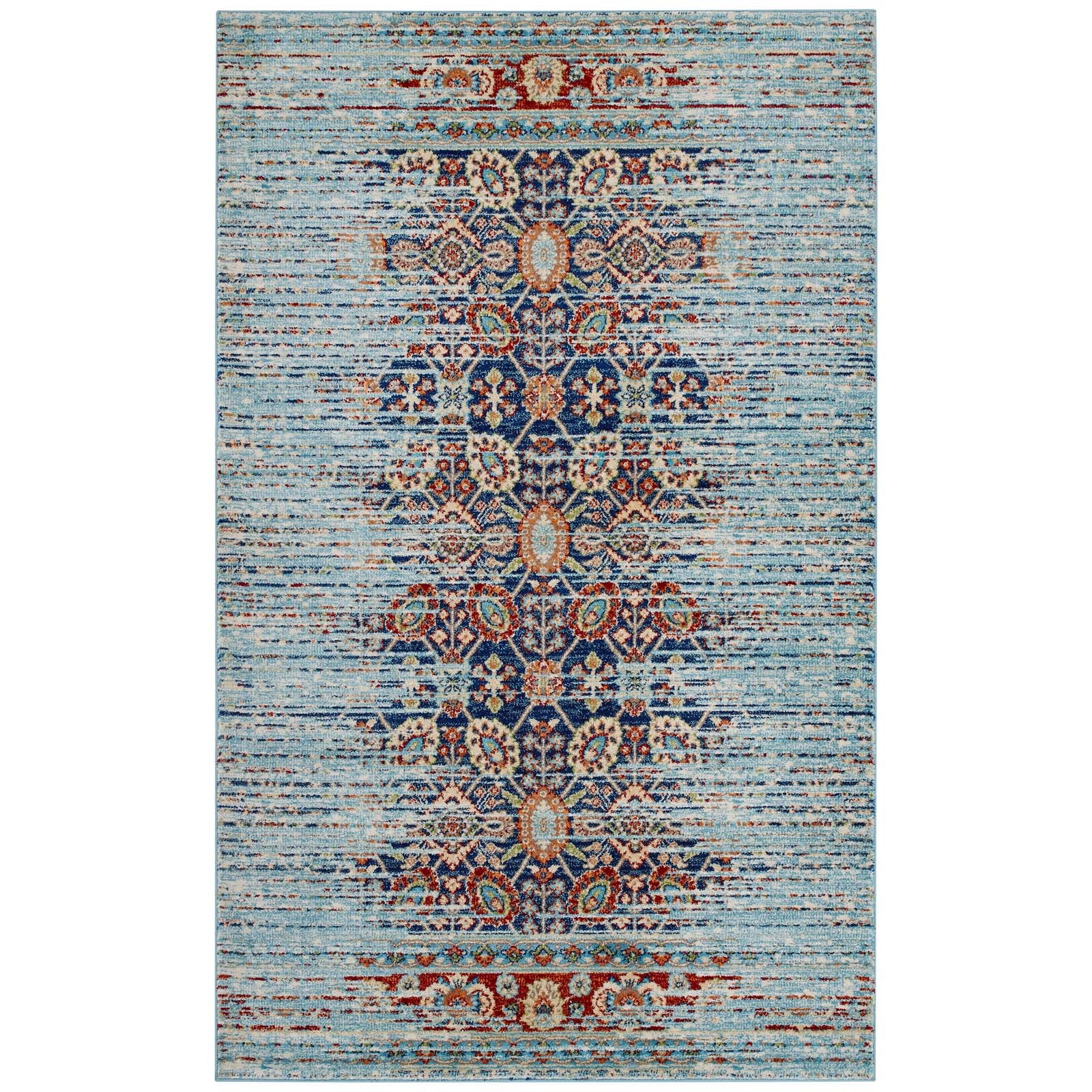Naria Distressed Persian Medallion 5x8 Area Rug-Area Rug-Modway-Wall2Wall Furnishings