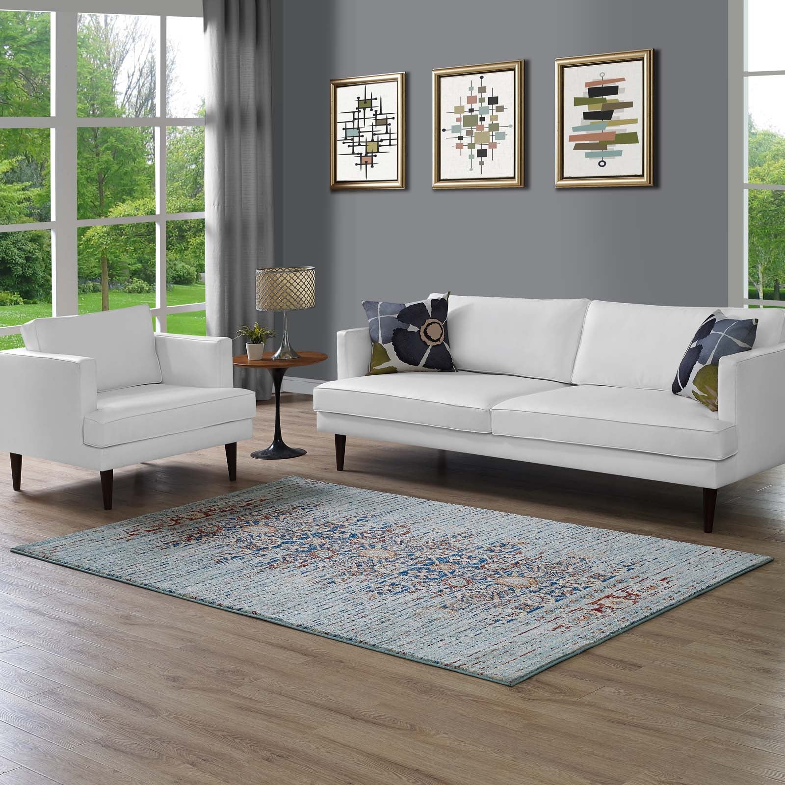 Naria Distressed Persian Medallion 5x8 Area Rug-Area Rug-Modway-Wall2Wall Furnishings