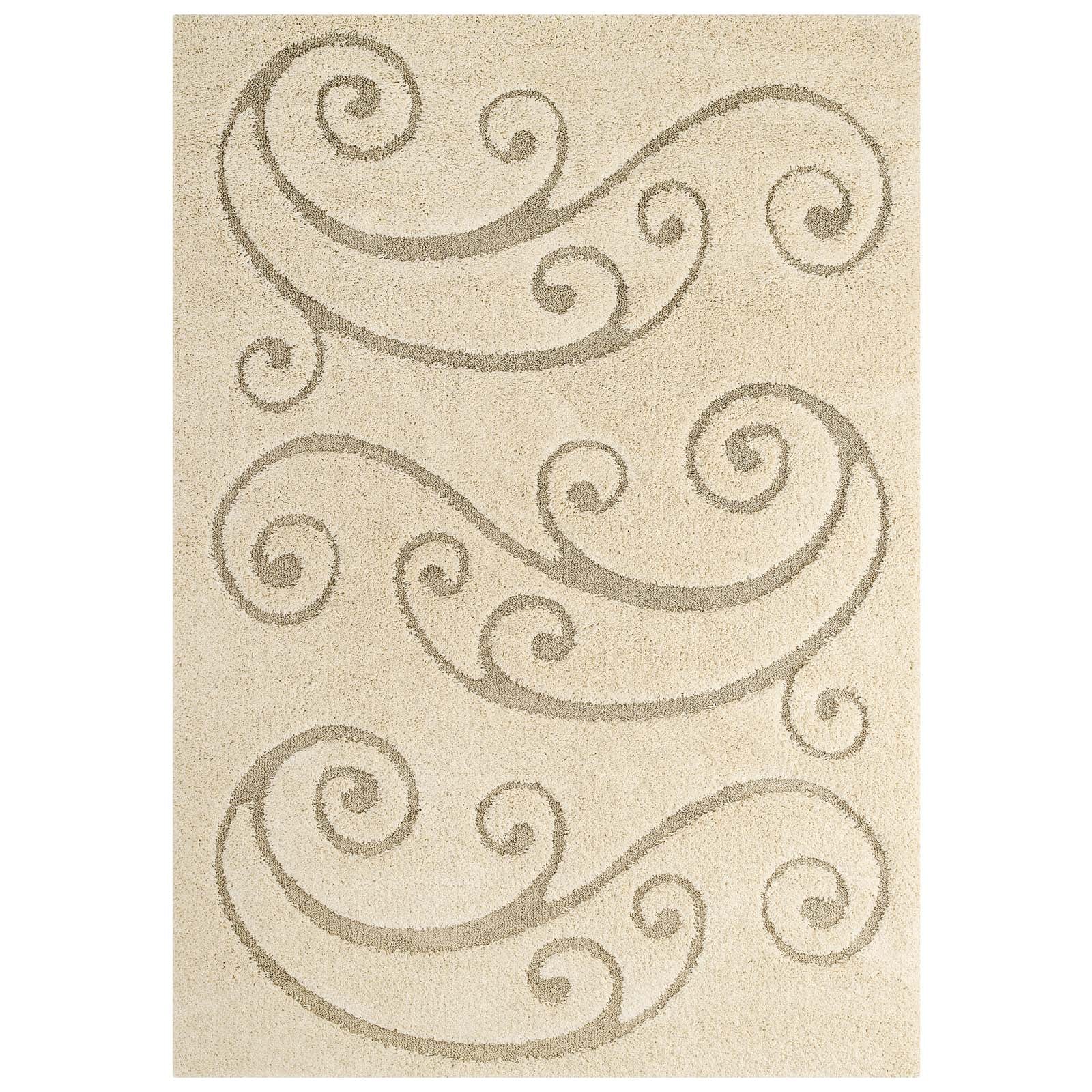 Jubilant Sprout Scrolling Vine 5x8 Shag Area Rug-Area Rug-Modway-Wall2Wall Furnishings