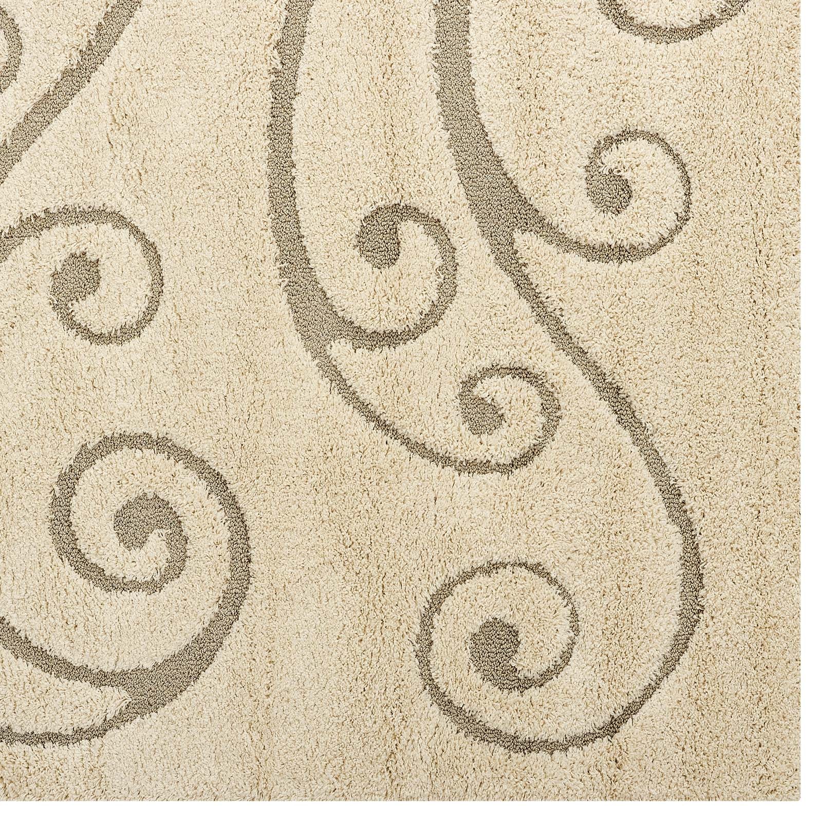 Jubilant Sprout Scrolling Vine 8x10 Shag Area Rug-Indoor Area Rug-Modway-Wall2Wall Furnishings