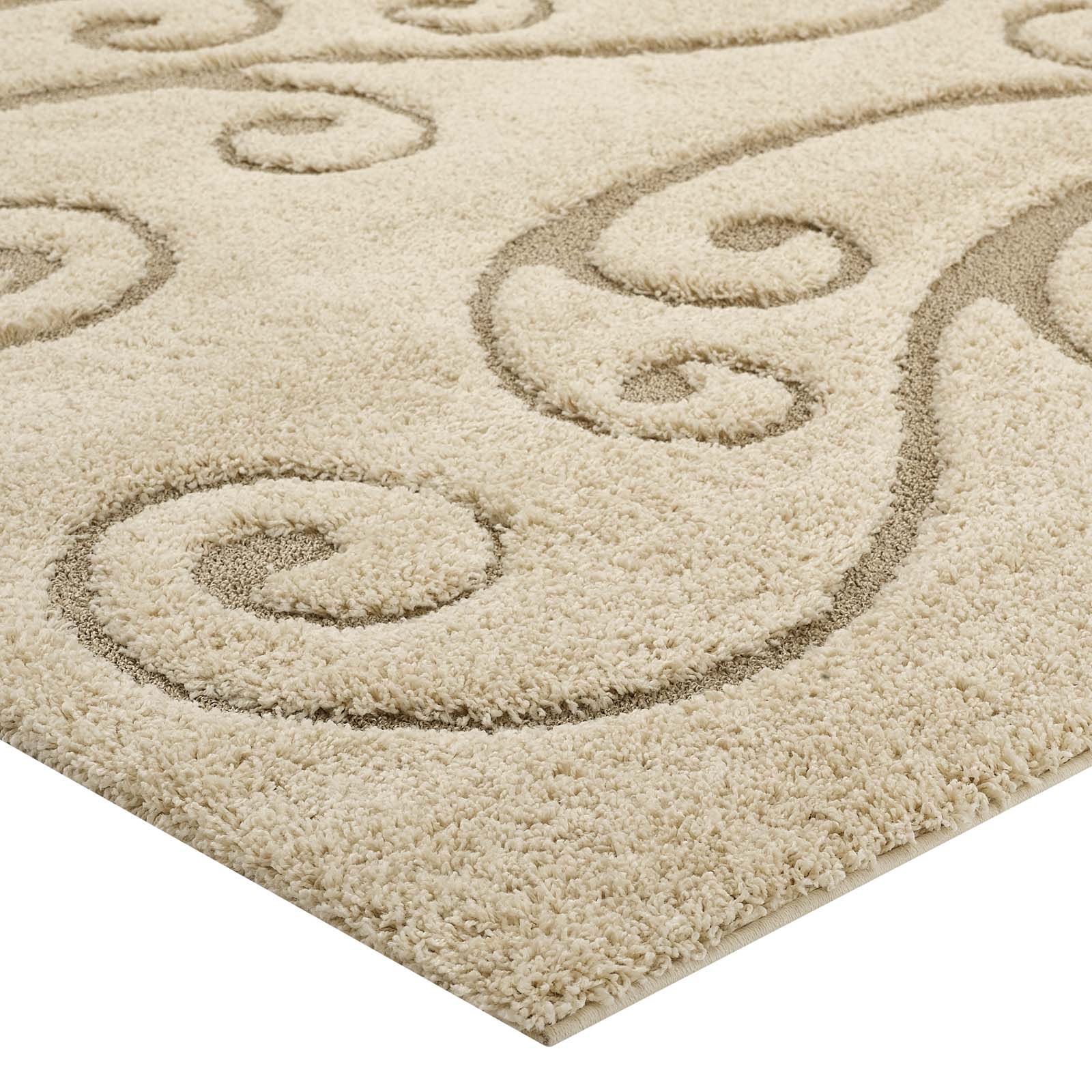 Jubilant Sprout Scrolling Vine 8x10 Shag Area Rug-Area Rug-Modway-Wall2Wall Furnishings
