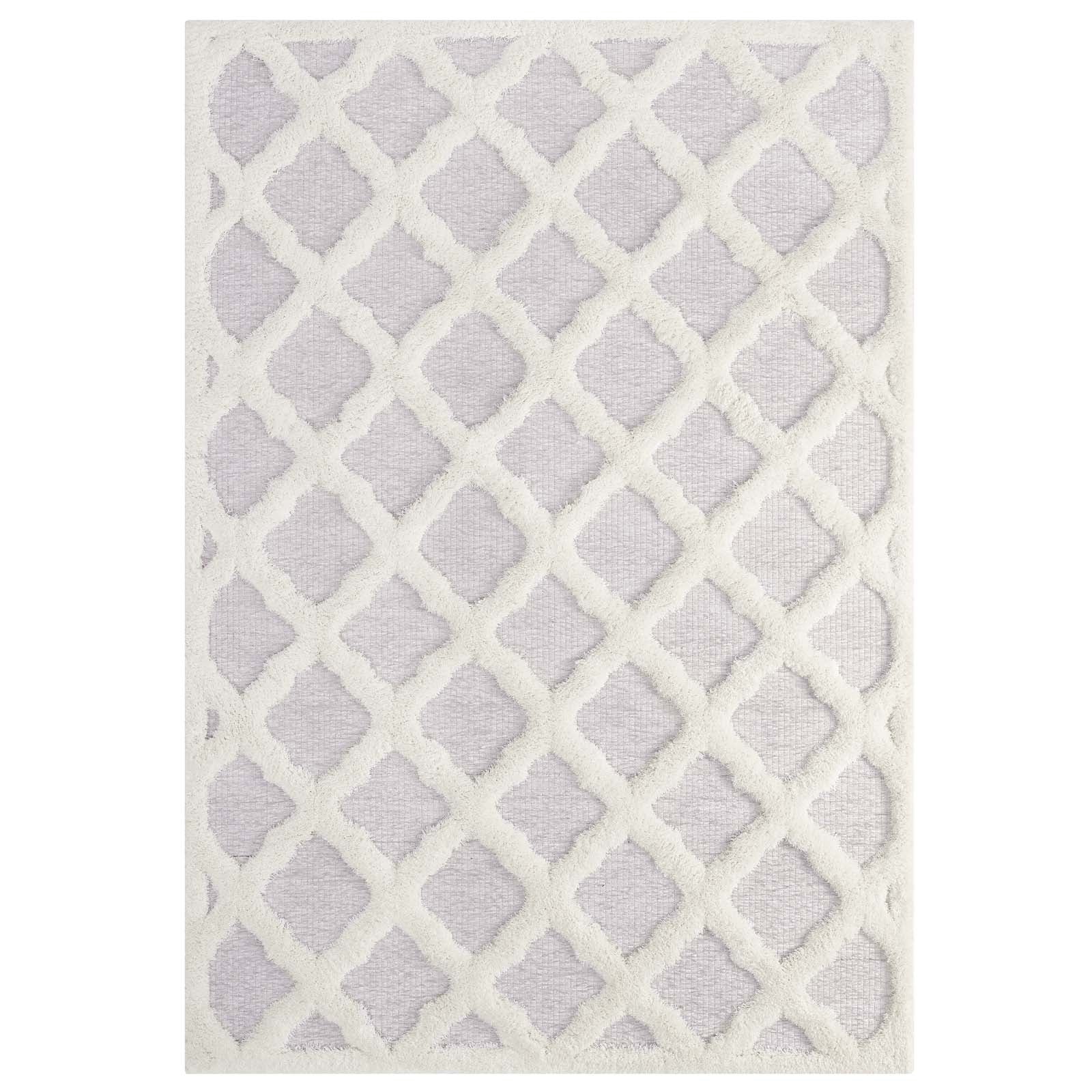 Whimsical Regale Abstract Moroccan Trellis 5x8 Shag Area Rug-Area Rug-Modway-Wall2Wall Furnishings