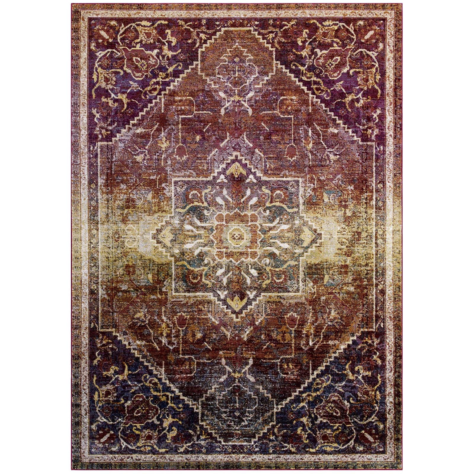Success Kaede Transitional Distressed Vintage Floral Persian Medallion 8x10 Area Rug-Indoor Area Rug-Modway-Wall2Wall Furnishings
