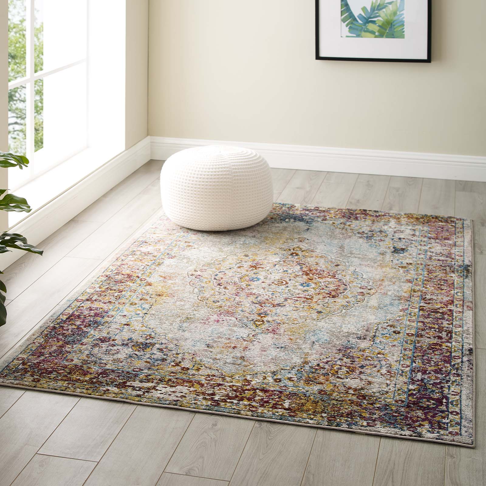 Success Merritt Transitional Distressed Vintage Floral Persian Medallion 4x6 Area Rug-Area Rug-Modway-Wall2Wall Furnishings