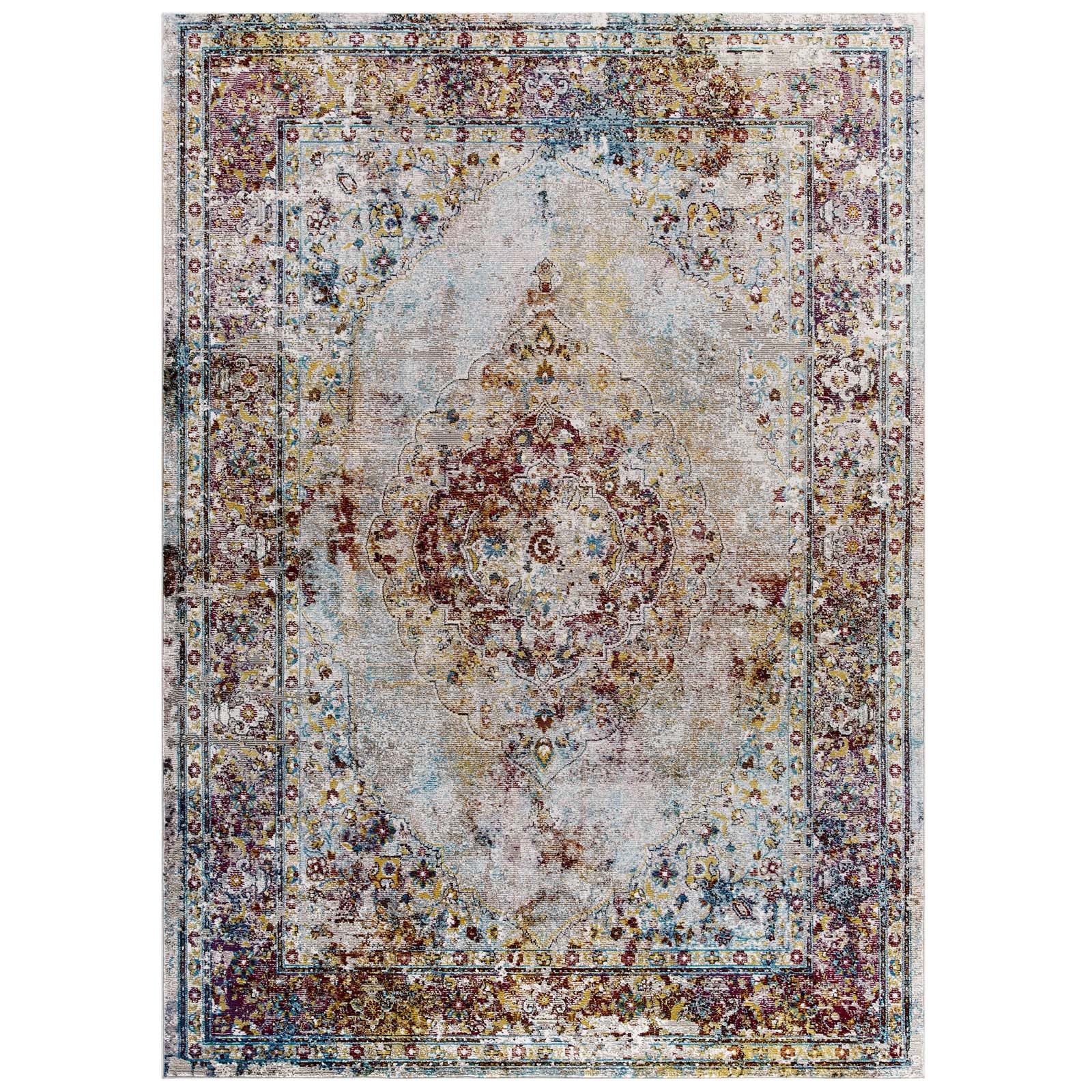 Success Merritt Transitional Distressed Vintage Floral Persian Medallion 5x8 Area Rug-Indoor Area Rug-Modway-Wall2Wall Furnishings