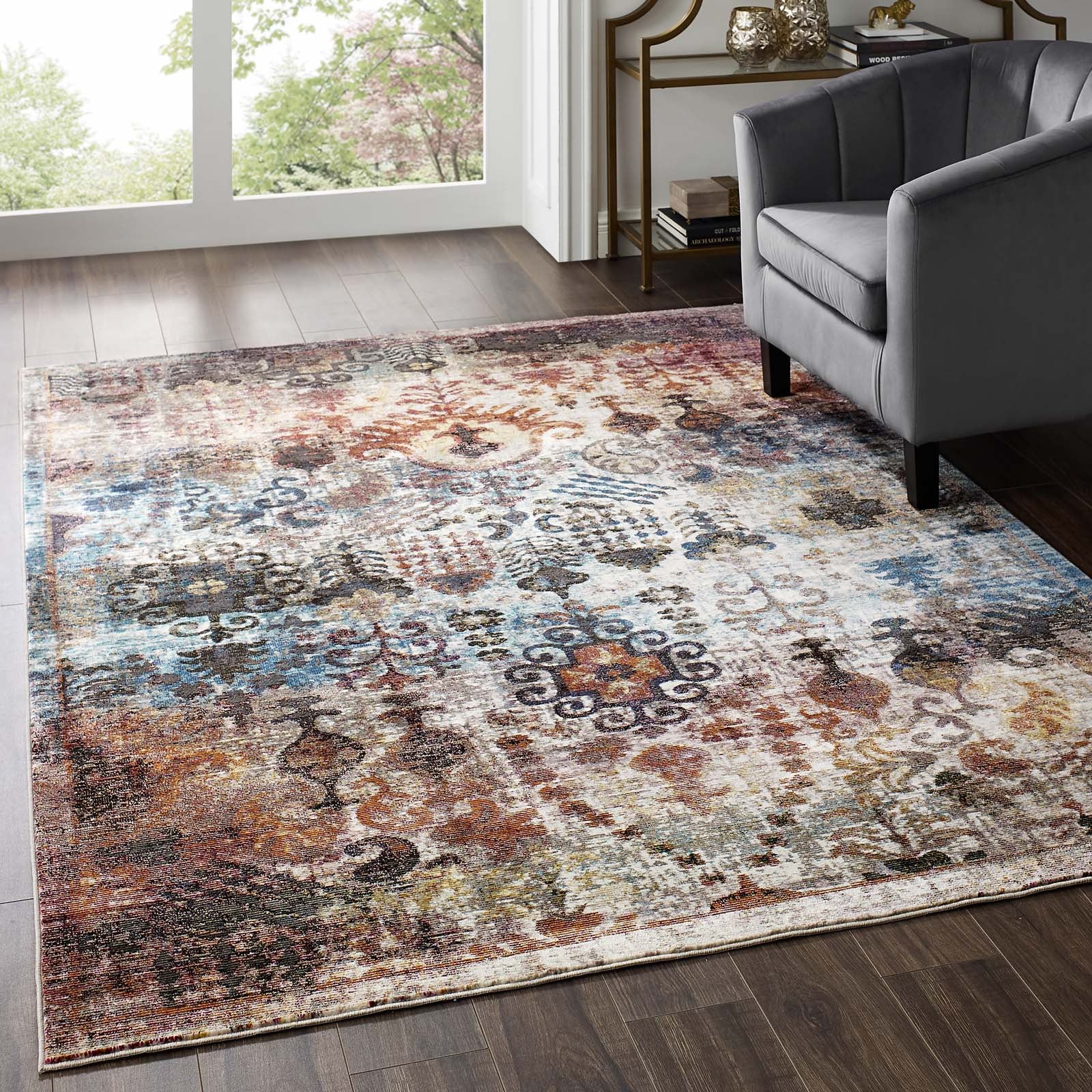 Success Tahira Transitional Distressed Vintage Floral Moroccan Trellis 5x8 Area Rug-Area Rug-Modway-Wall2Wall Furnishings
