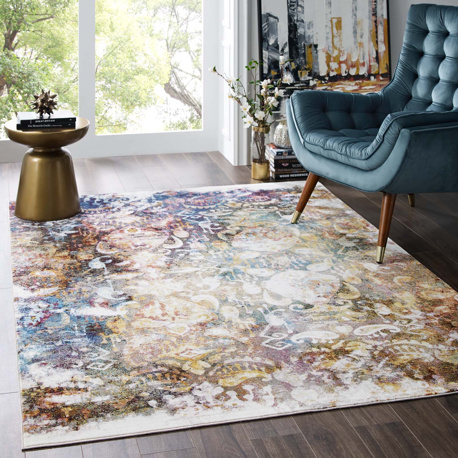 Success Jayla Transitional Distressed Vintage Floral Moroccan Trellis 5x8 Area Rug-Area Rug-Modway-Wall2Wall Furnishings