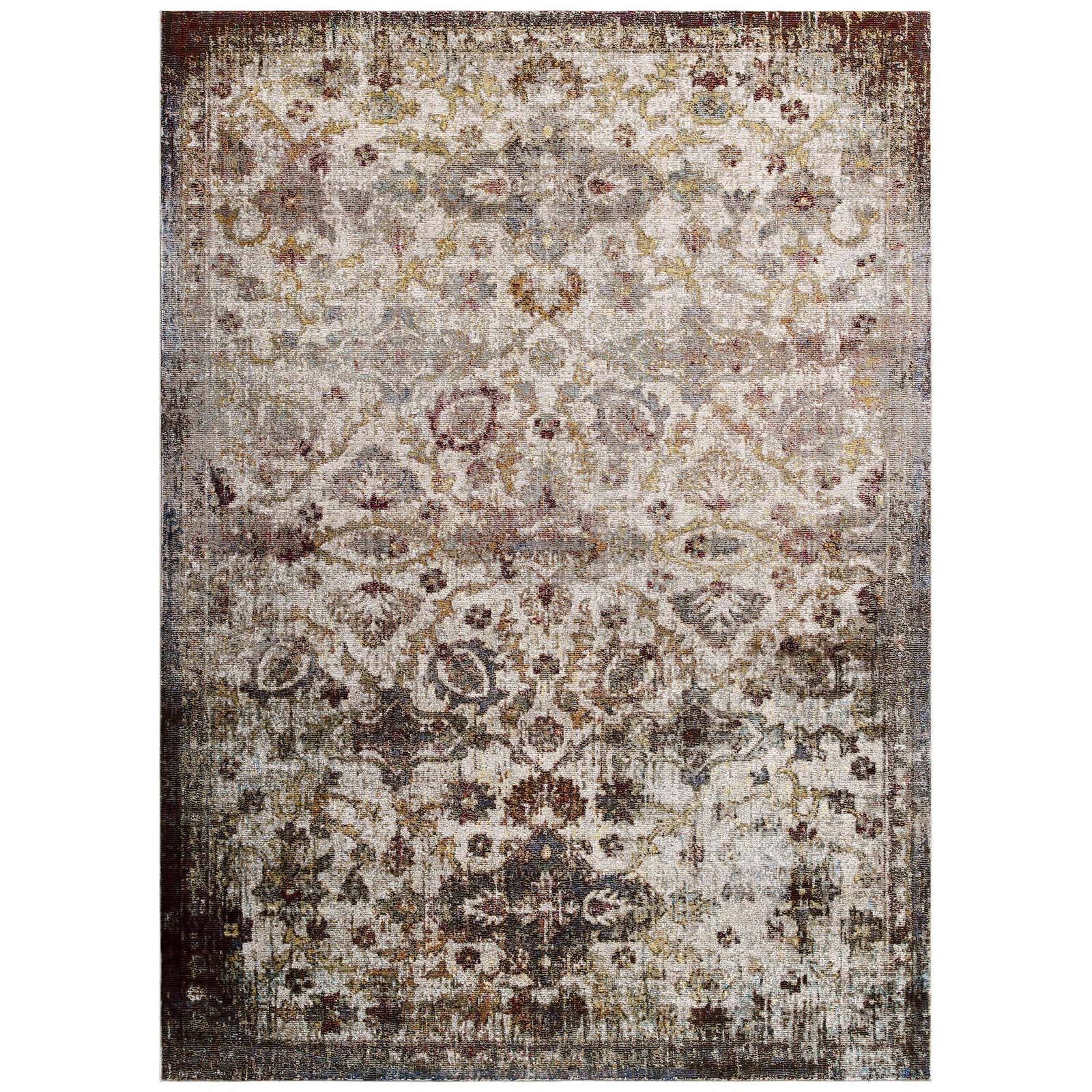 Success Kaede Distressed Vintage Floral Moroccan Trellis 4x6 Area Rug-Area Rug-Modway-Wall2Wall Furnishings