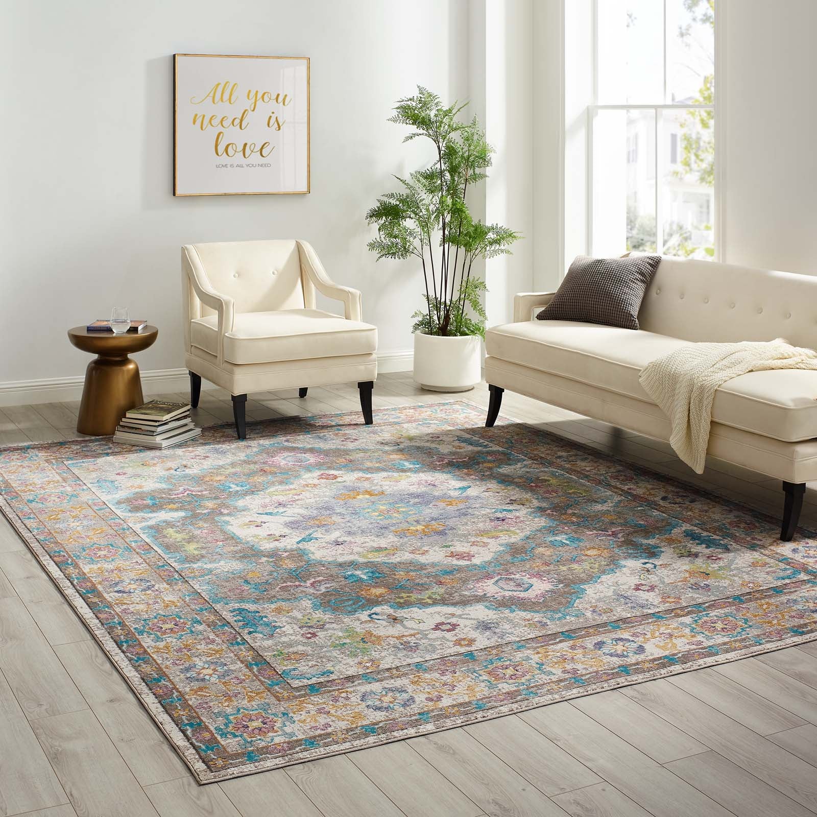 Success Anisah Distressed Vintage Floral Persian Medallion 8x10 Area Rug-Indoor Area Rug-Modway-Wall2Wall Furnishings