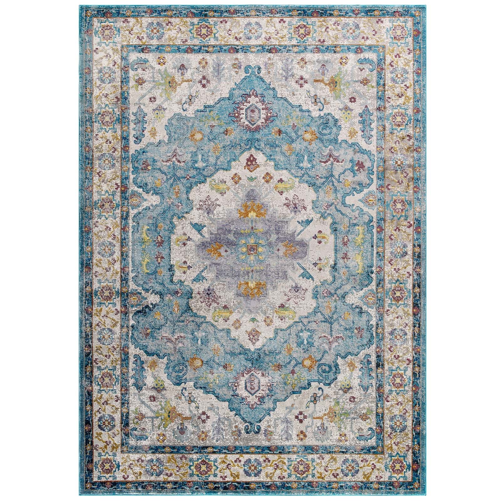Success Anisah Distressed Vintage Floral Persian Medallion 5x8 Area Rug-Indoor Area Rug-Modway-Wall2Wall Furnishings