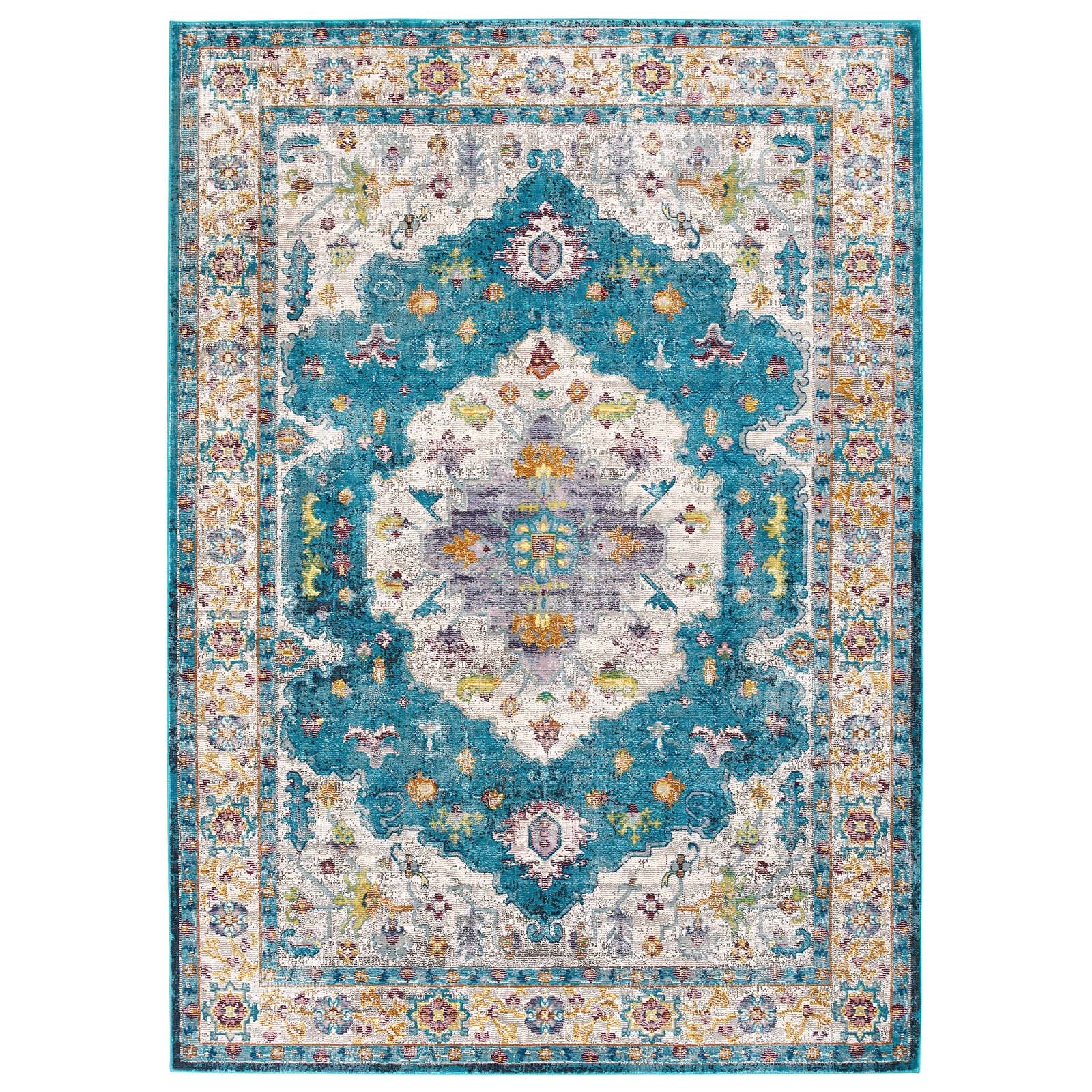 Success Anisah Distressed Vintage Floral Persian Medallion 4x6 Area Rug-Indoor Area Rug-Modway-Wall2Wall Furnishings