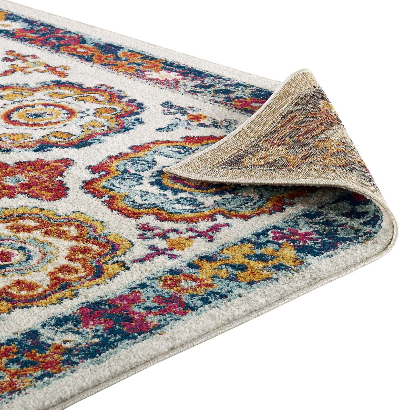Entourage Odile Transitional Distressed Vintage Floral Moroccan Trellis 8x10 Area Rug-Area Rug-Modway-Wall2Wall Furnishings