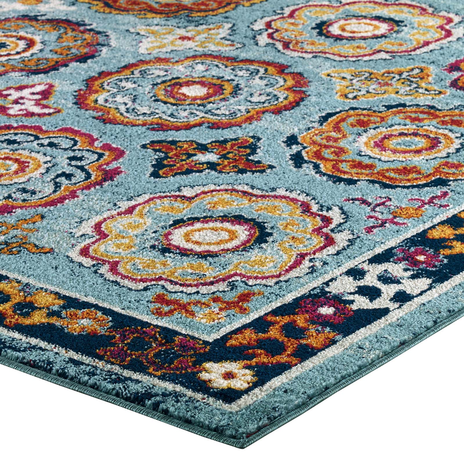 Entourage Odile Transitional Distressed Vintage Floral Moroccan Trellis 5x8 Area Rug-Area Rug-Modway-Wall2Wall Furnishings