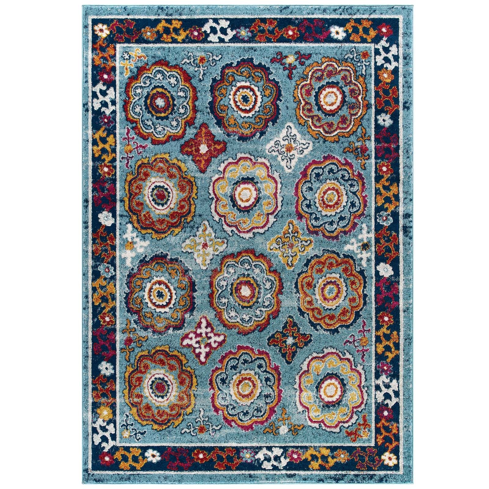 Entourage Odile Transitional Distressed Vintage Floral Moroccan Trellis 8x10 Area Rug-Area Rug-Modway-Wall2Wall Furnishings