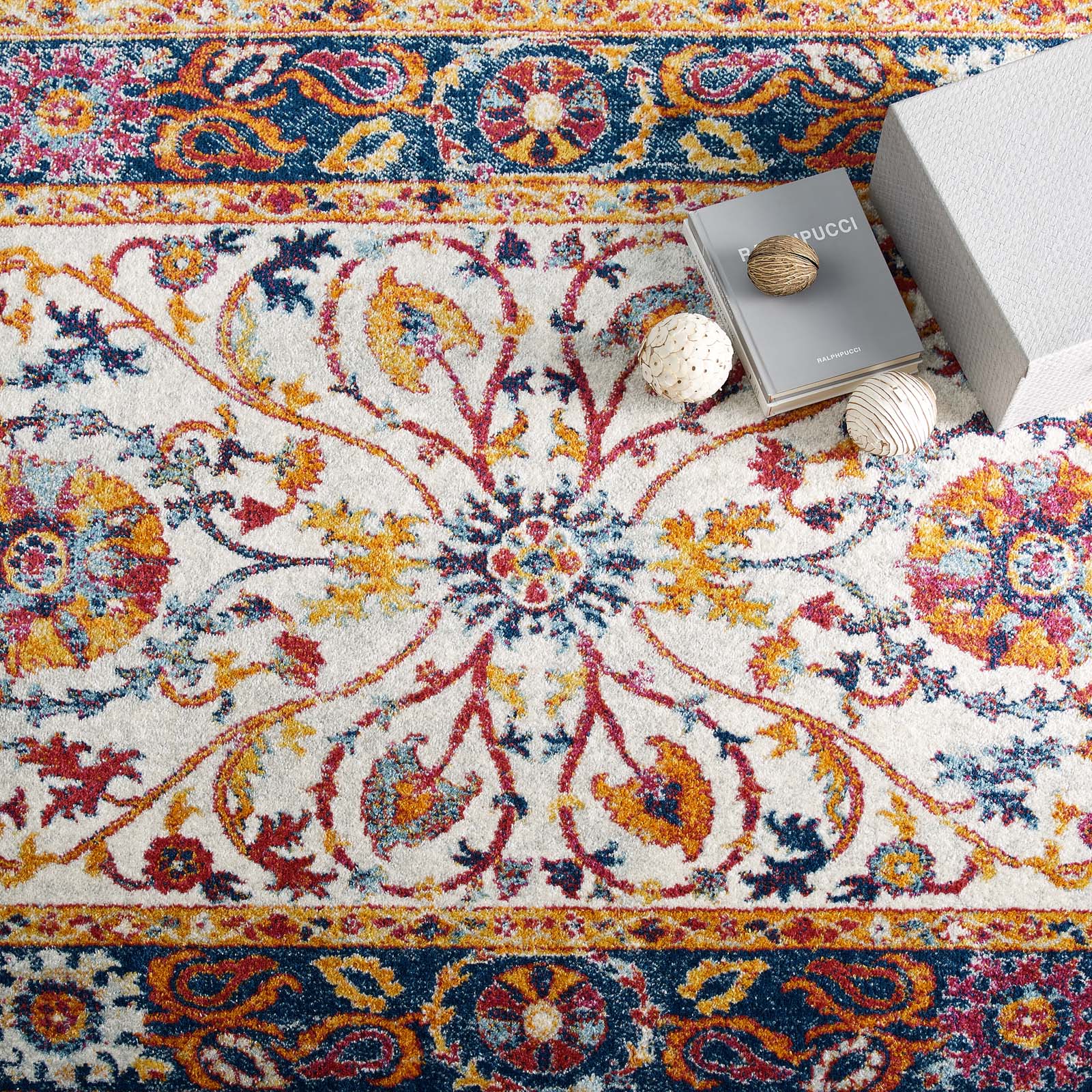 Entourage Samira Distressed Vintage Floral Persian Medallion 5x8 Area Rug-Indoor Area Rug-Modway-Wall2Wall Furnishings