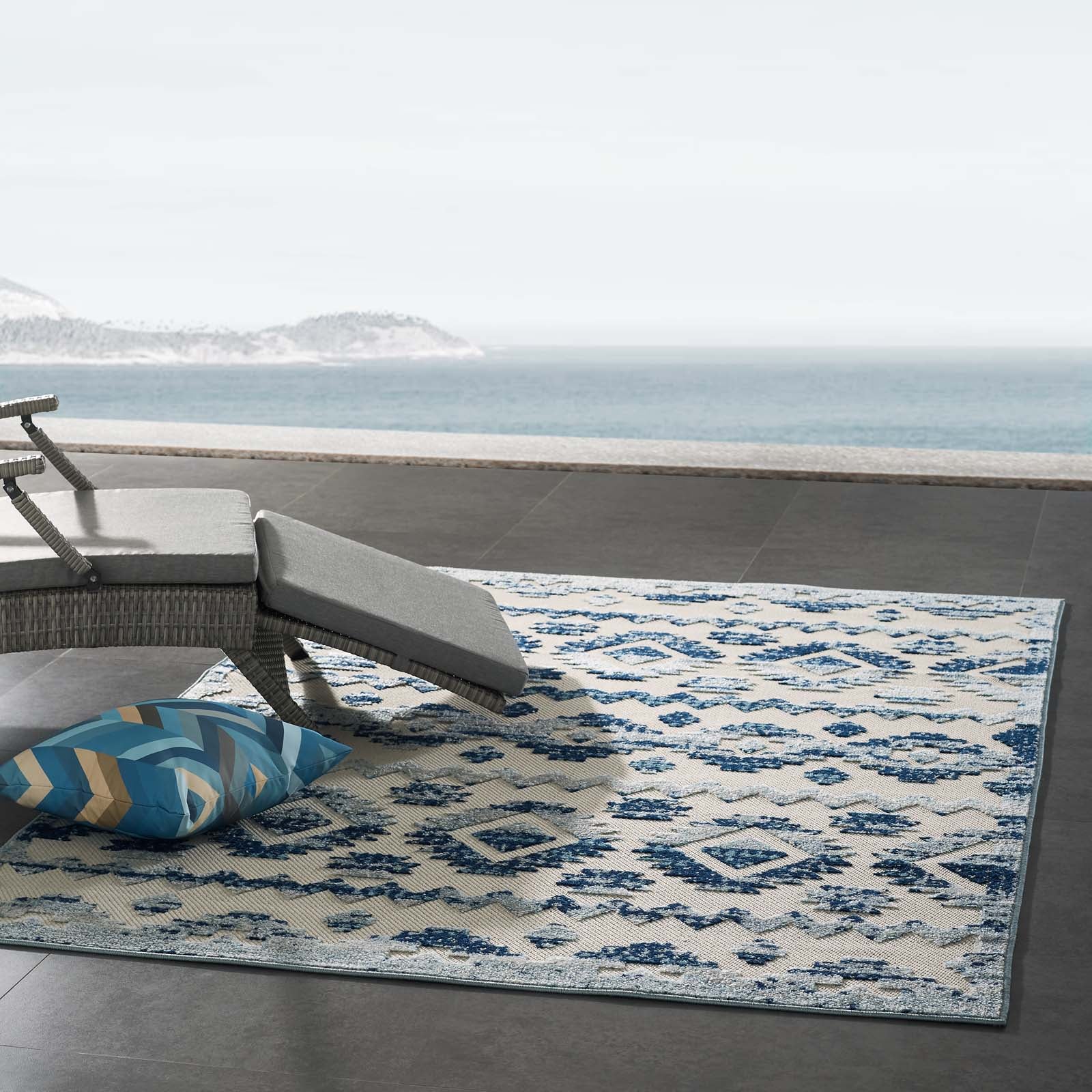 Reflect Takara Distressed Contemporary Abstract Diamond Moroccan Trellis 5x8 Indoor and Outdoor Area Rug-Indoor and Outdoor Area Rug-Modway-Wall2Wall Furnishings
