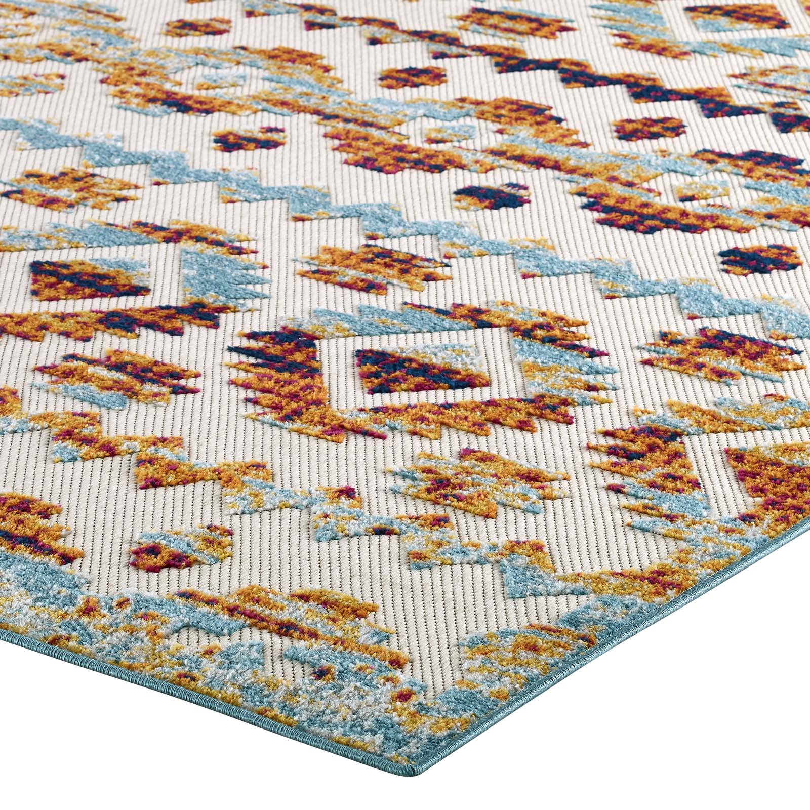 Reflect Takara Distressed Contemporary Abstract Diamond Moroccan Trellis 5x8 Indoor and Outdoor Area Rug-Indoor and Outdoor Area Rug-Modway-Wall2Wall Furnishings