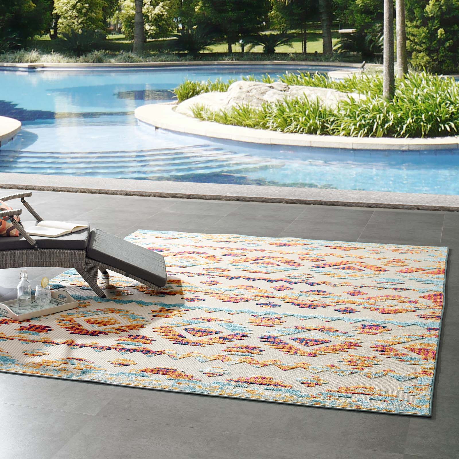 Reflect Takara Distressed Contemporary Abstract Diamond Moroccan Trellis 8x10 Indoor and Outdoor Area Rug-Indoor and Outdoor Area Rug-Modway-Wall2Wall Furnishings