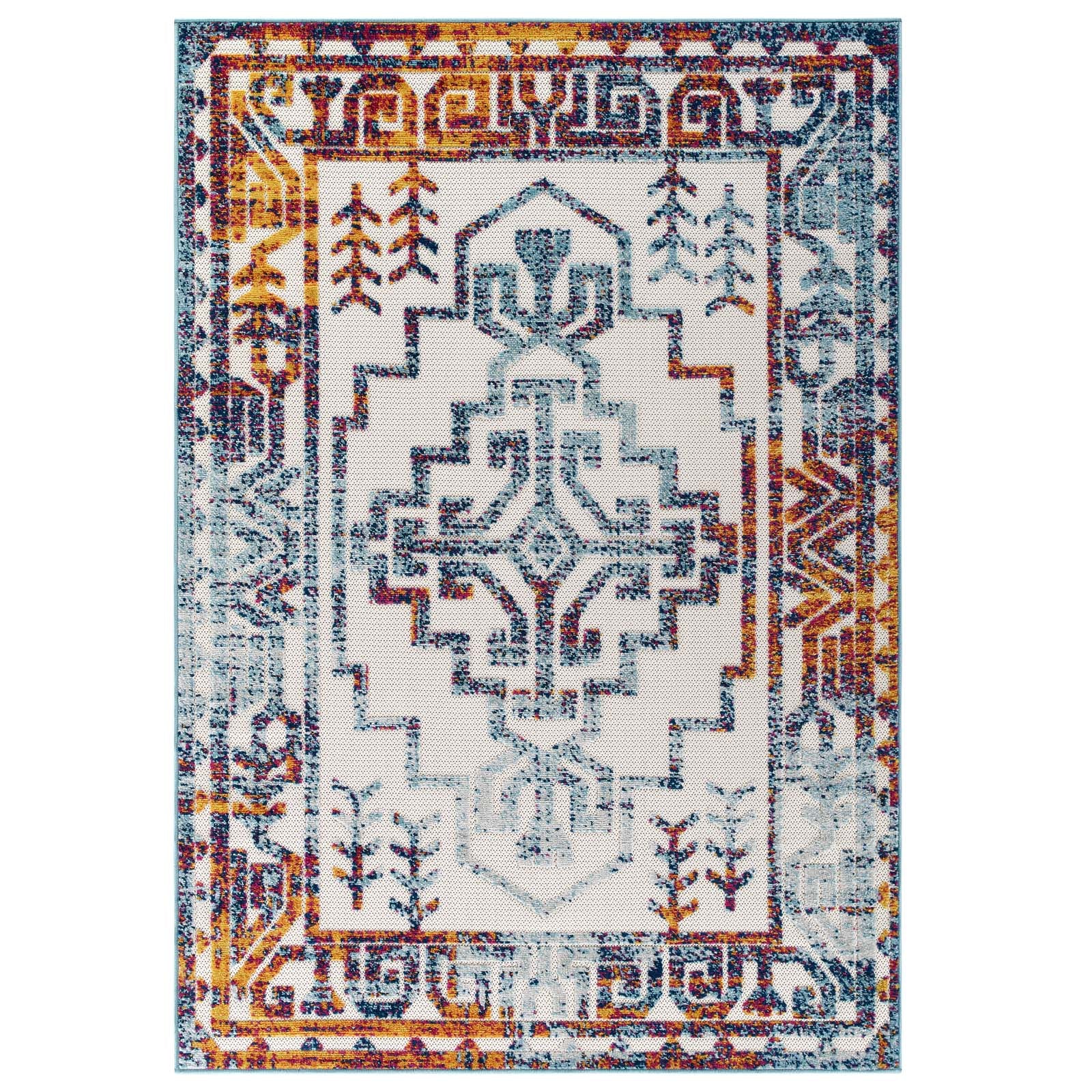 Reflect Nyssa Distressed Geometric Southwestern Aztec 5x8 Indoor and Outdoor Area Rug-Indoor and Outdoor Area Rug-Modway-Wall2Wall Furnishings