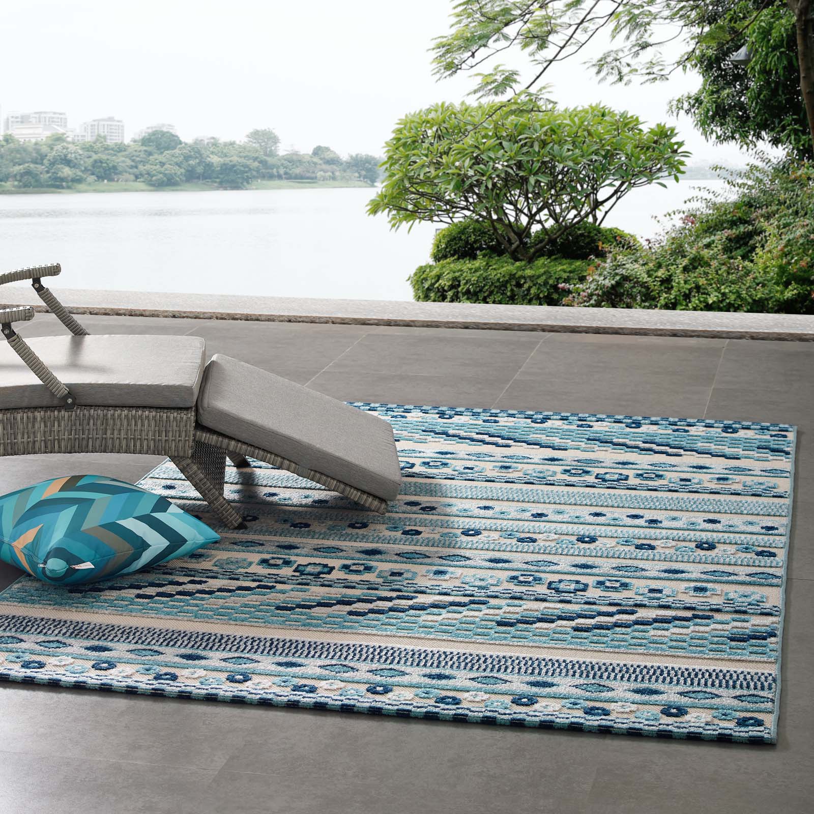 Reflect Cadhla Vintage Abstract Geometric Lattice 5x8 Indoor and Outdoor Area Rug-Indoor and Outdoor Area Rug-Modway-Wall2Wall Furnishings