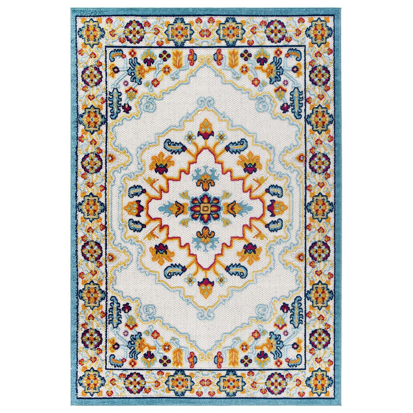 Reflect Ansel Distressed Vintage Floral Persian Medallion 5x8 Indoor and Outdoor Area Rug-Indoor and Outdoor Area Rug-Modway-Wall2Wall Furnishings