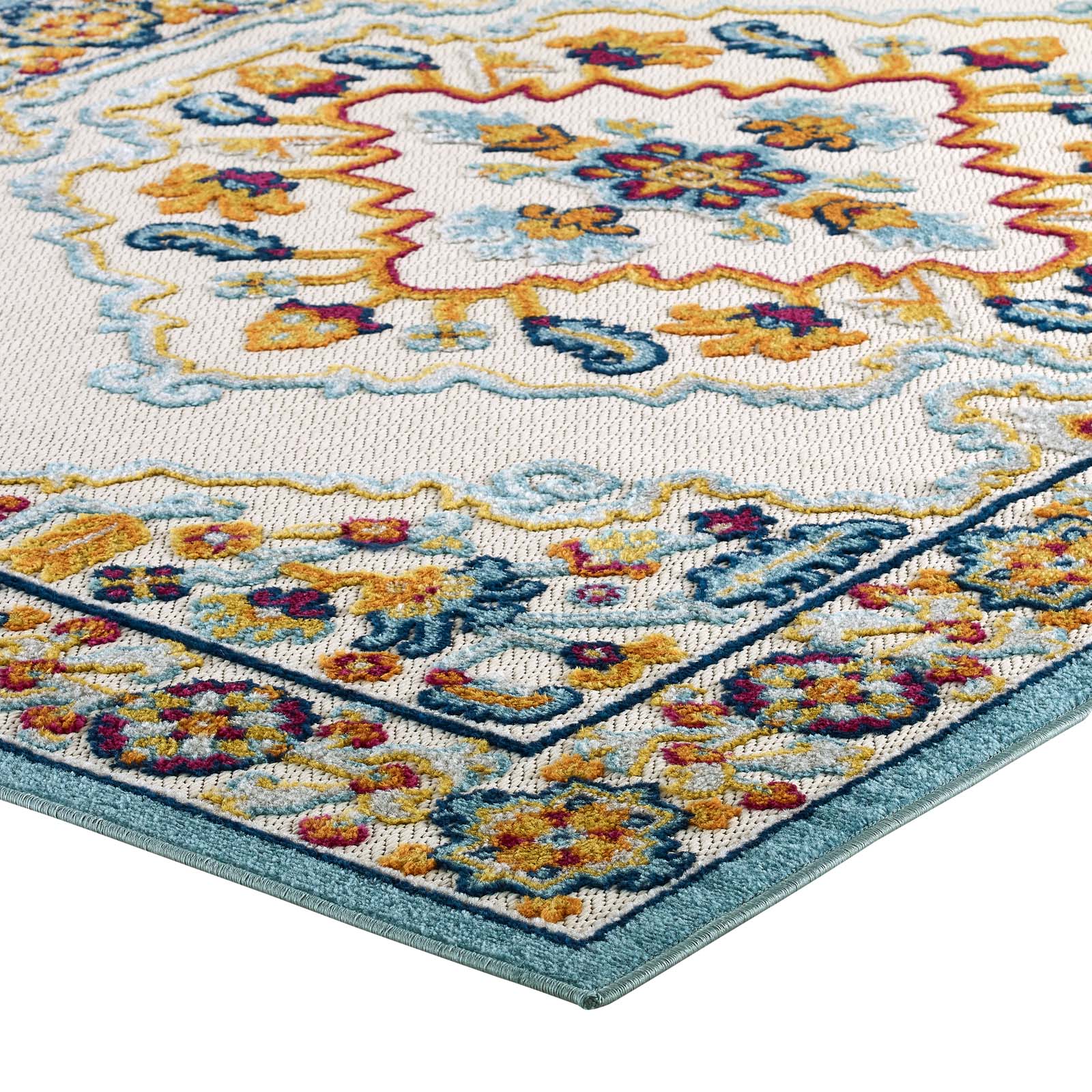 Reflect Ansel Distressed Vintage Floral Persian Medallion 8x10 Indoor and Outdoor Area Rug-Indoor and Outdoor Area Rug-Modway-Wall2Wall Furnishings