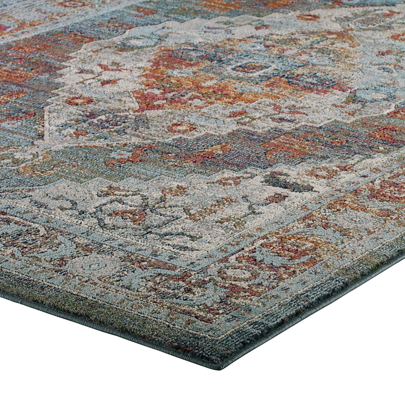 Tribute Camellia Distressed Vintage Floral Persian Medallion 5x8 Area Rug-Area Rug-Modway-Wall2Wall Furnishings