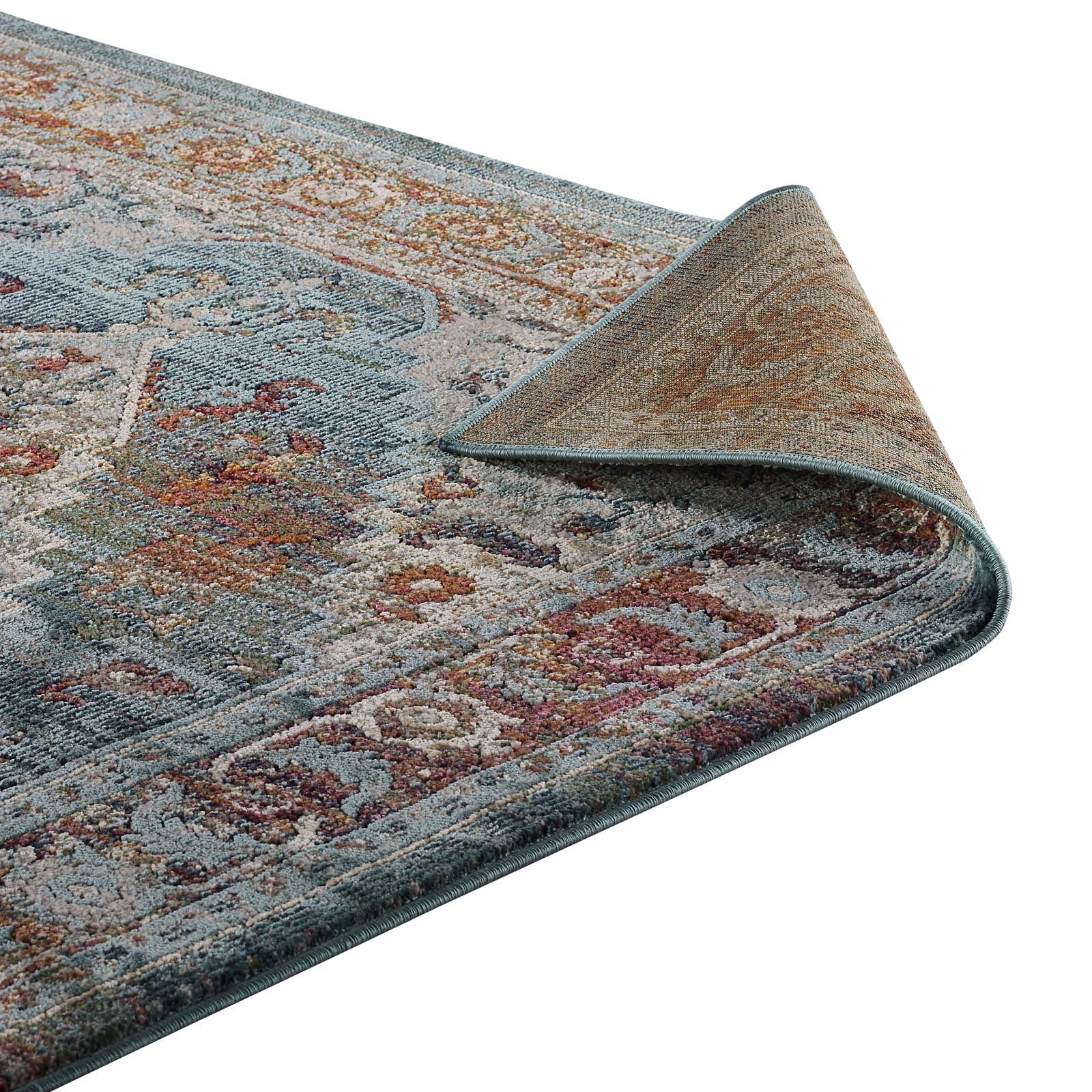 Tribute Camellia Distressed Vintage Floral Persian Medallion 5x8 Area Rug-Area Rug-Modway-Wall2Wall Furnishings