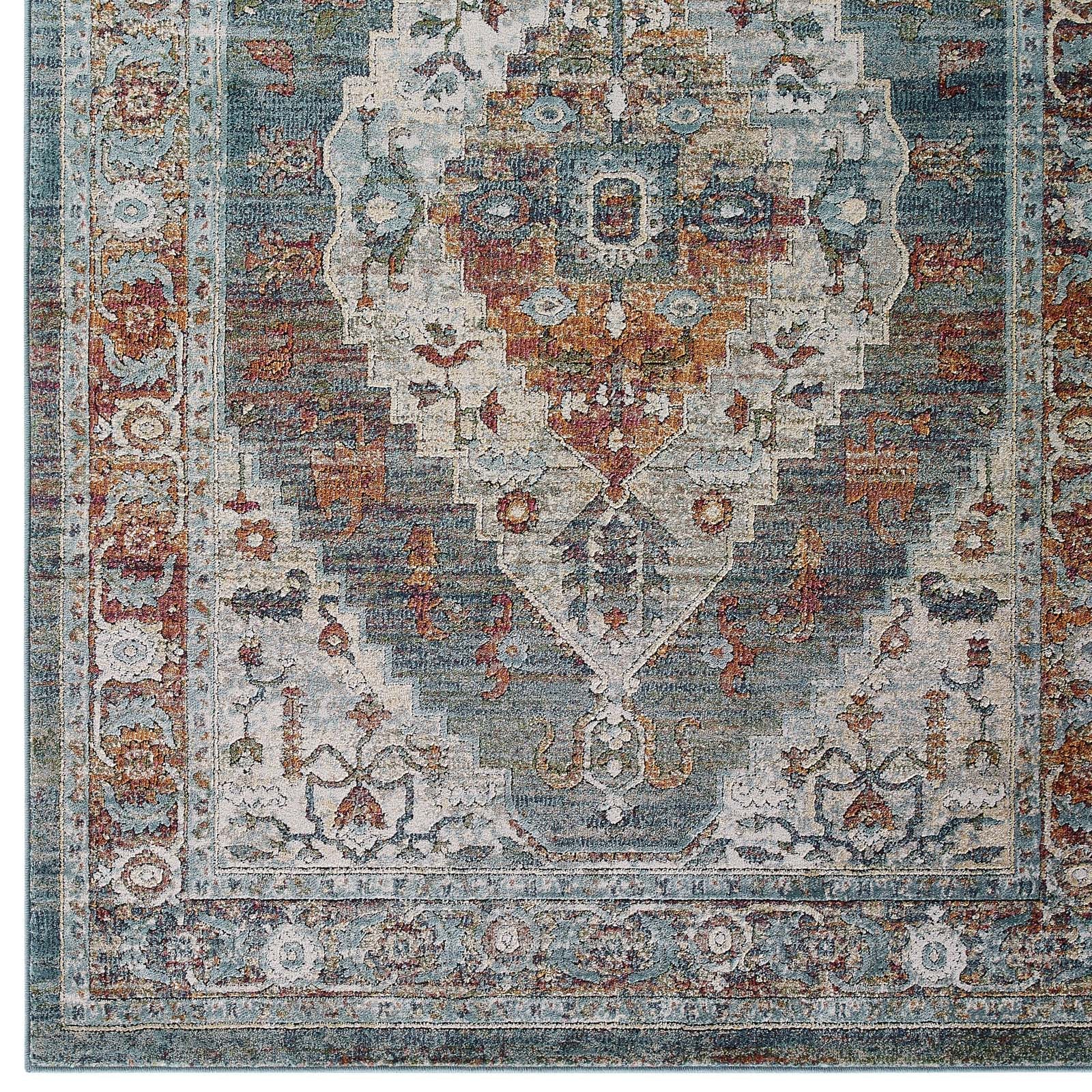 Tribute Camellia Distressed Vintage Floral Persian Medallion 8x10 Area Rug-Area Rug-Modway-Wall2Wall Furnishings