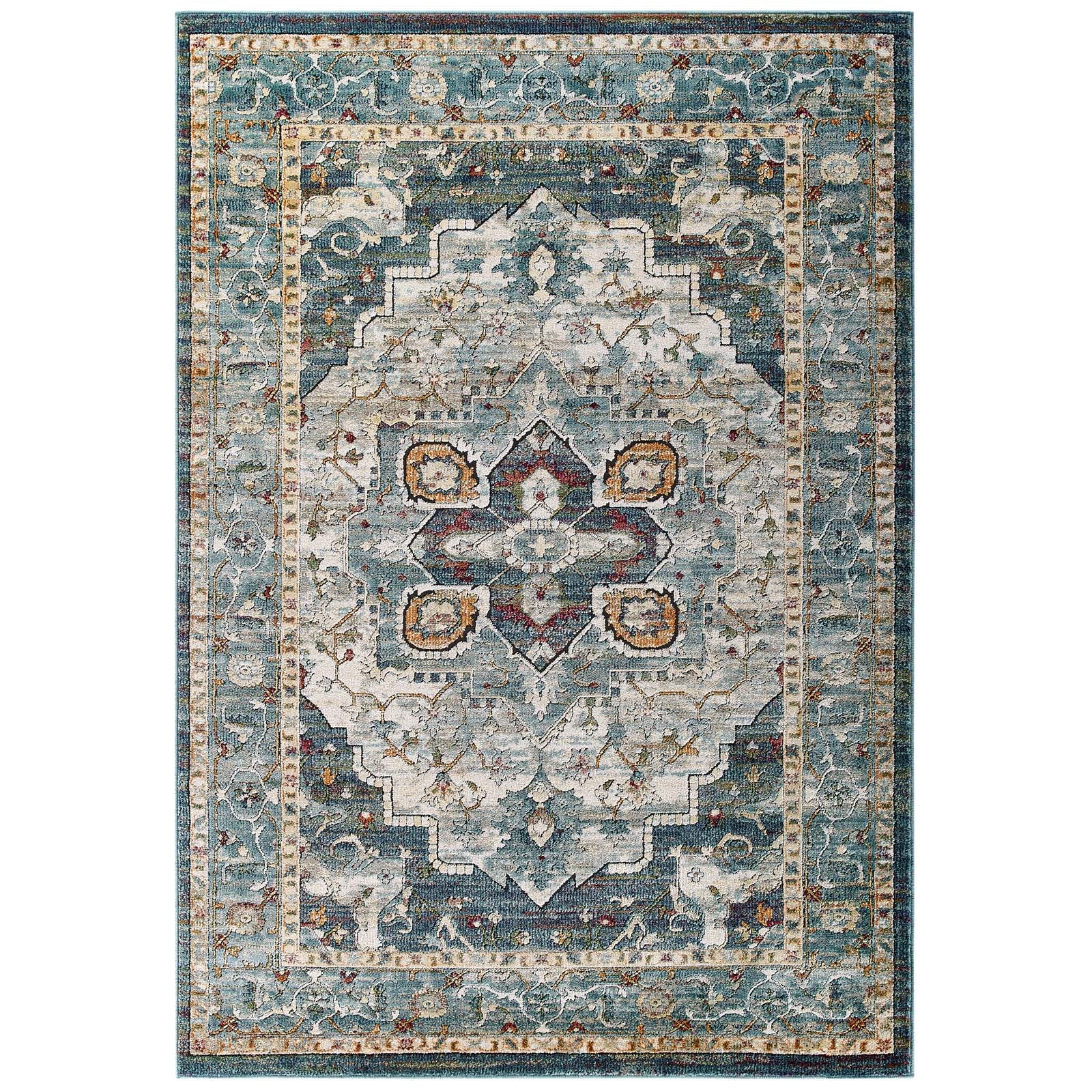 Tribute Diantha Distressed Vintage Floral Persian Medallion 8x10 Area Rug-Indoor Area Rug-Modway-Wall2Wall Furnishings
