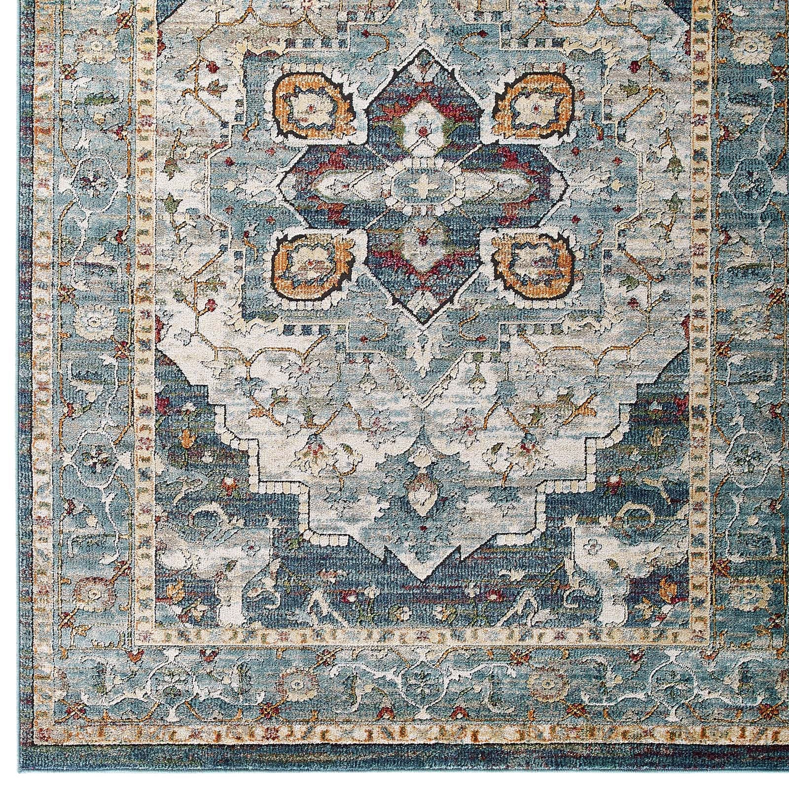 Tribute Diantha Distressed Vintage Floral Persian Medallion 8x10 Area Rug-Area Rug-Modway-Wall2Wall Furnishings
