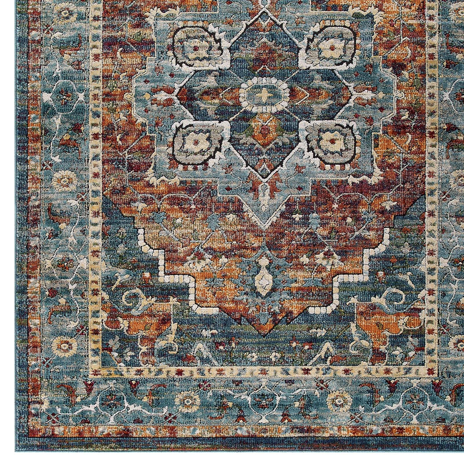 Tribute Diantha Distressed Vintage Floral Persian Medallion 5x8 Area Rug-Area Rug-Modway-Wall2Wall Furnishings